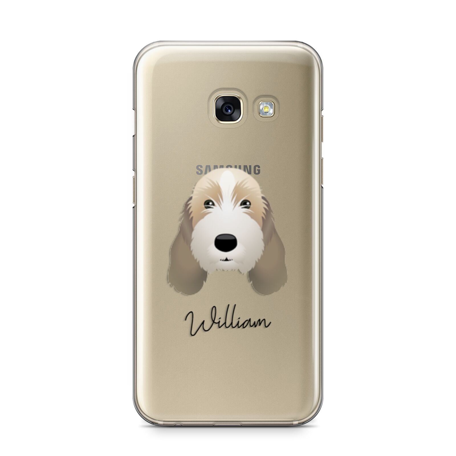 Petit Basset Griffon Vendeen Personalised Samsung Galaxy A3 2017 Case on gold phone