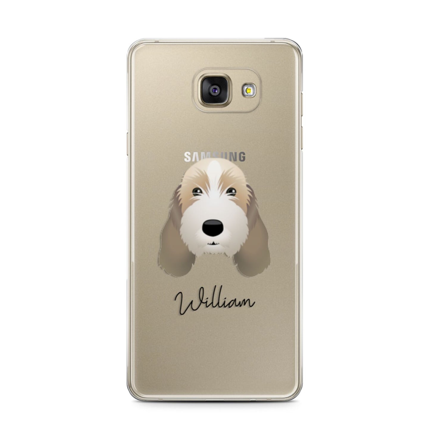 Petit Basset Griffon Vendeen Personalised Samsung Galaxy A7 2016 Case on gold phone