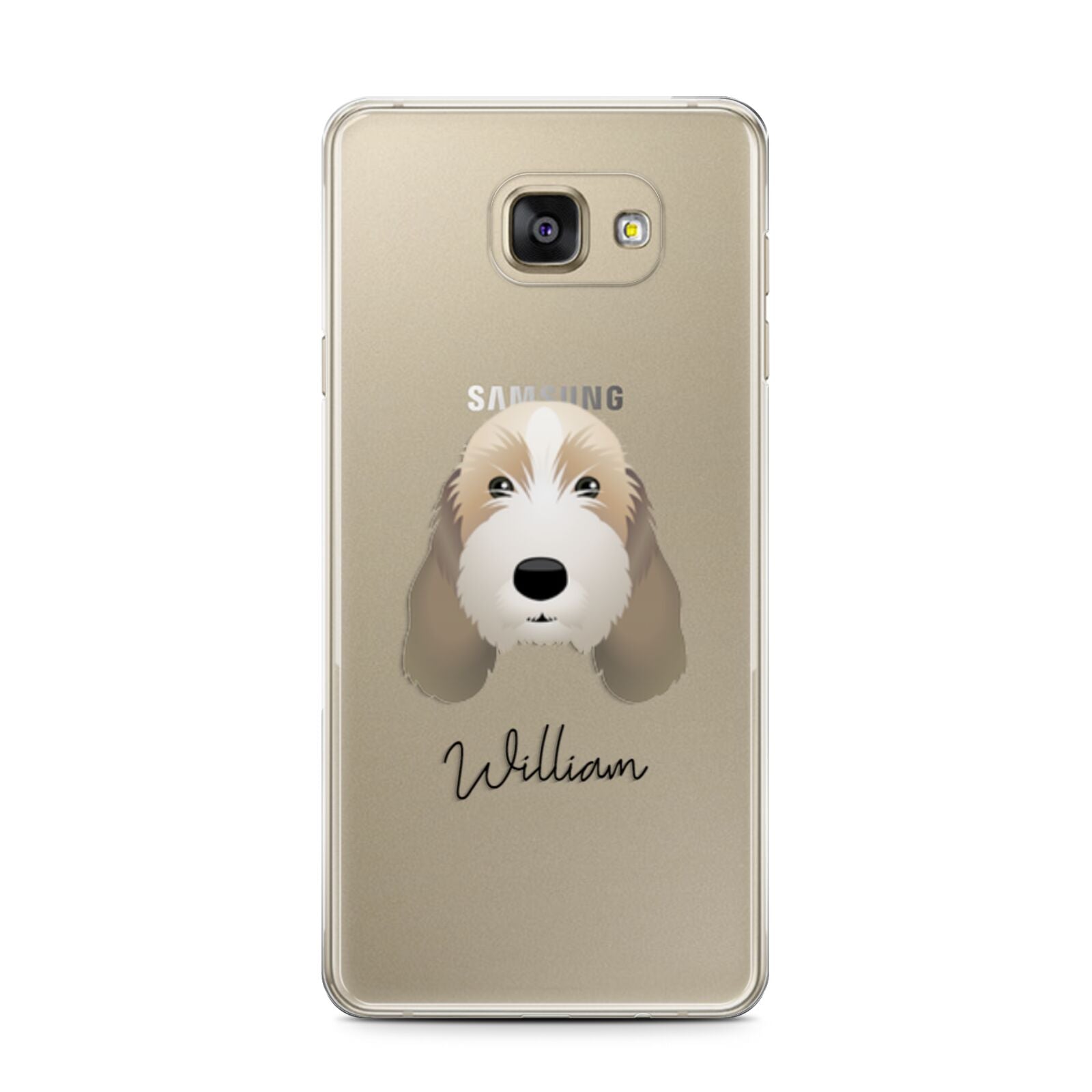 Petit Basset Griffon Vendeen Personalised Samsung Galaxy A7 2016 Case on gold phone