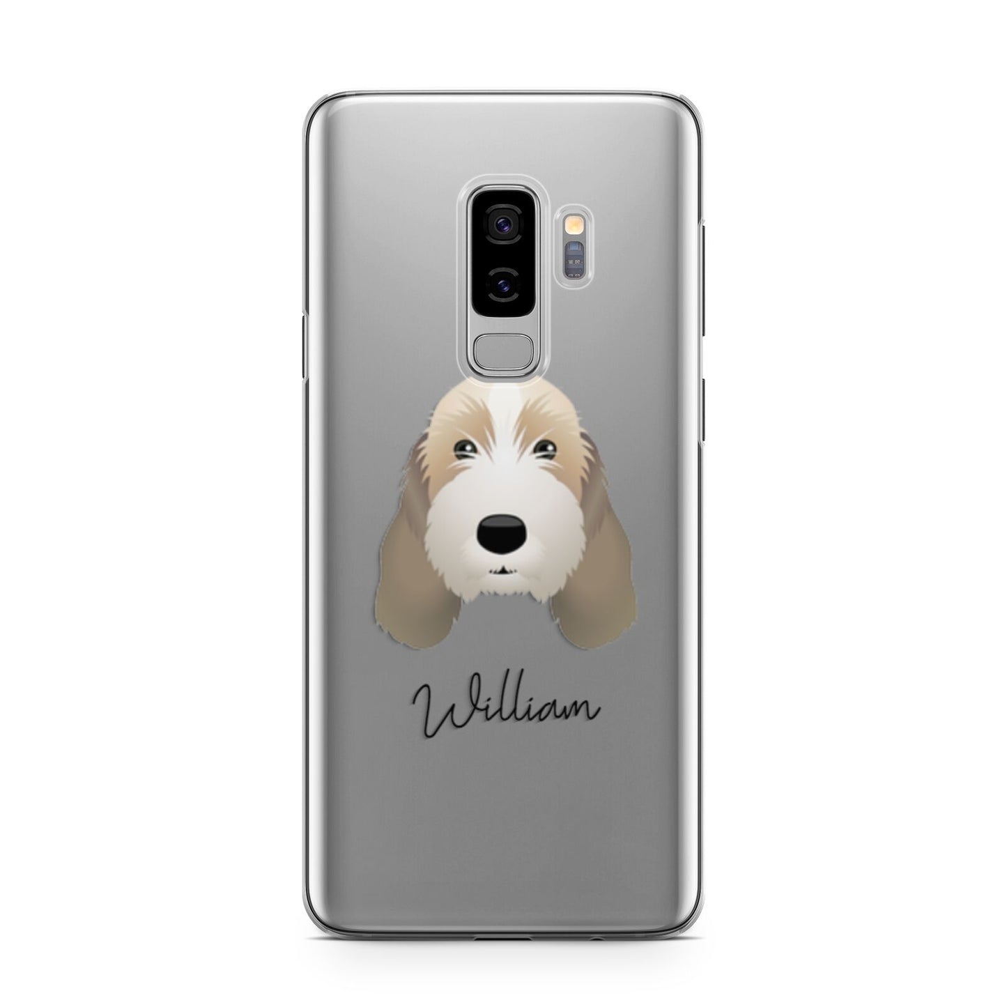 Petit Basset Griffon Vendeen Personalised Samsung Galaxy S9 Plus Case on Silver phone