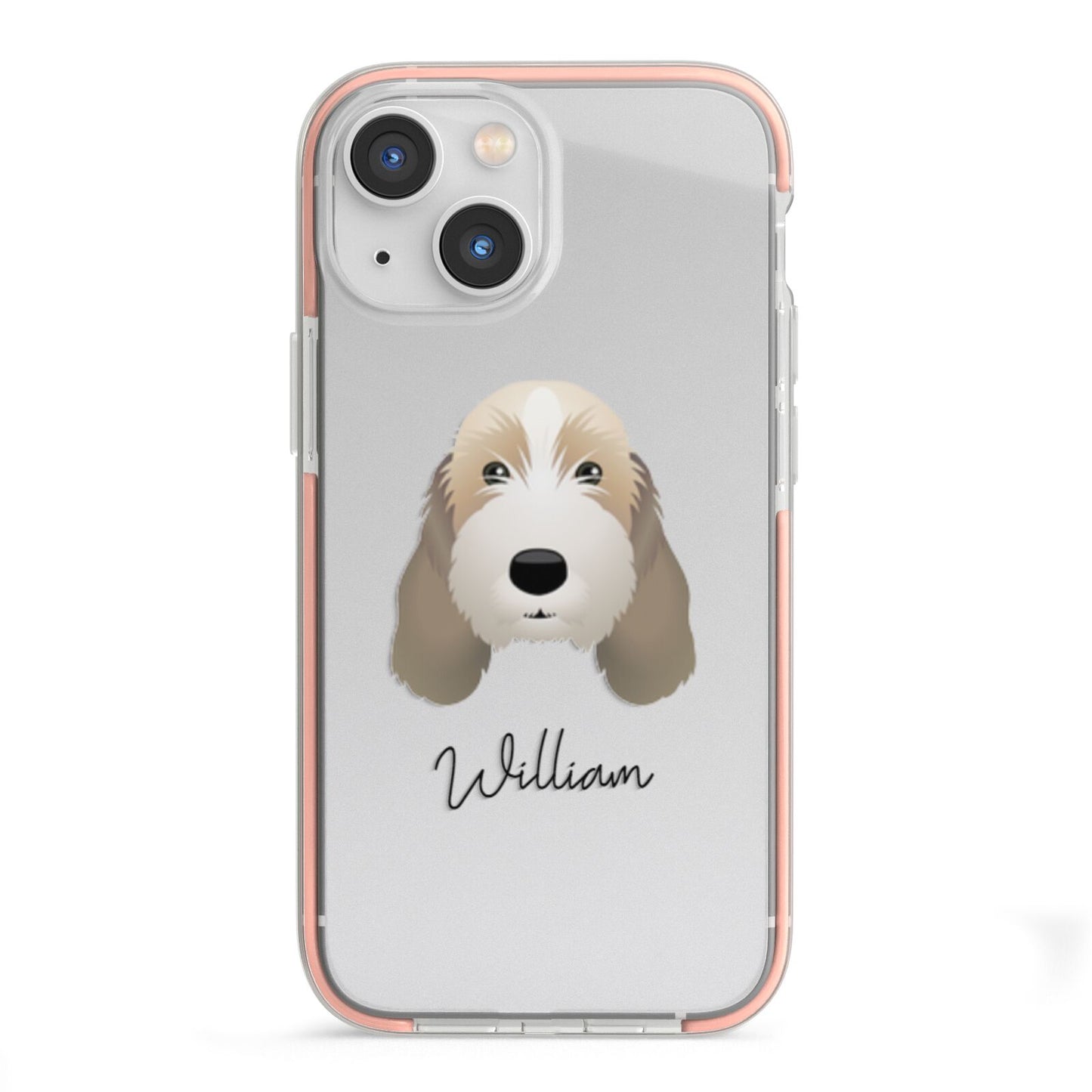 Petit Basset Griffon Vendeen Personalised iPhone 13 Mini TPU Impact Case with Pink Edges