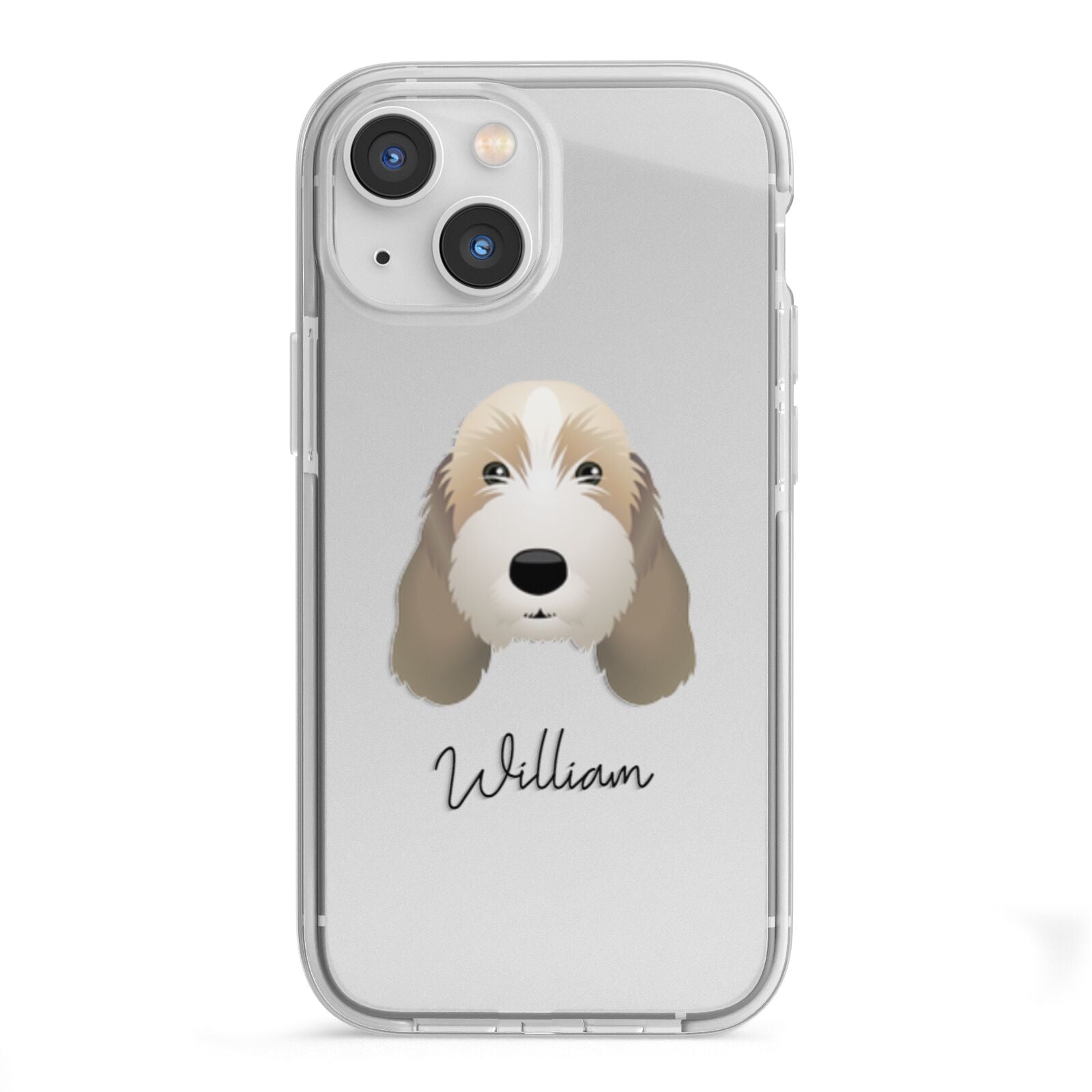 Petit Basset Griffon Vendeen Personalised iPhone 13 Mini TPU Impact Case with White Edges