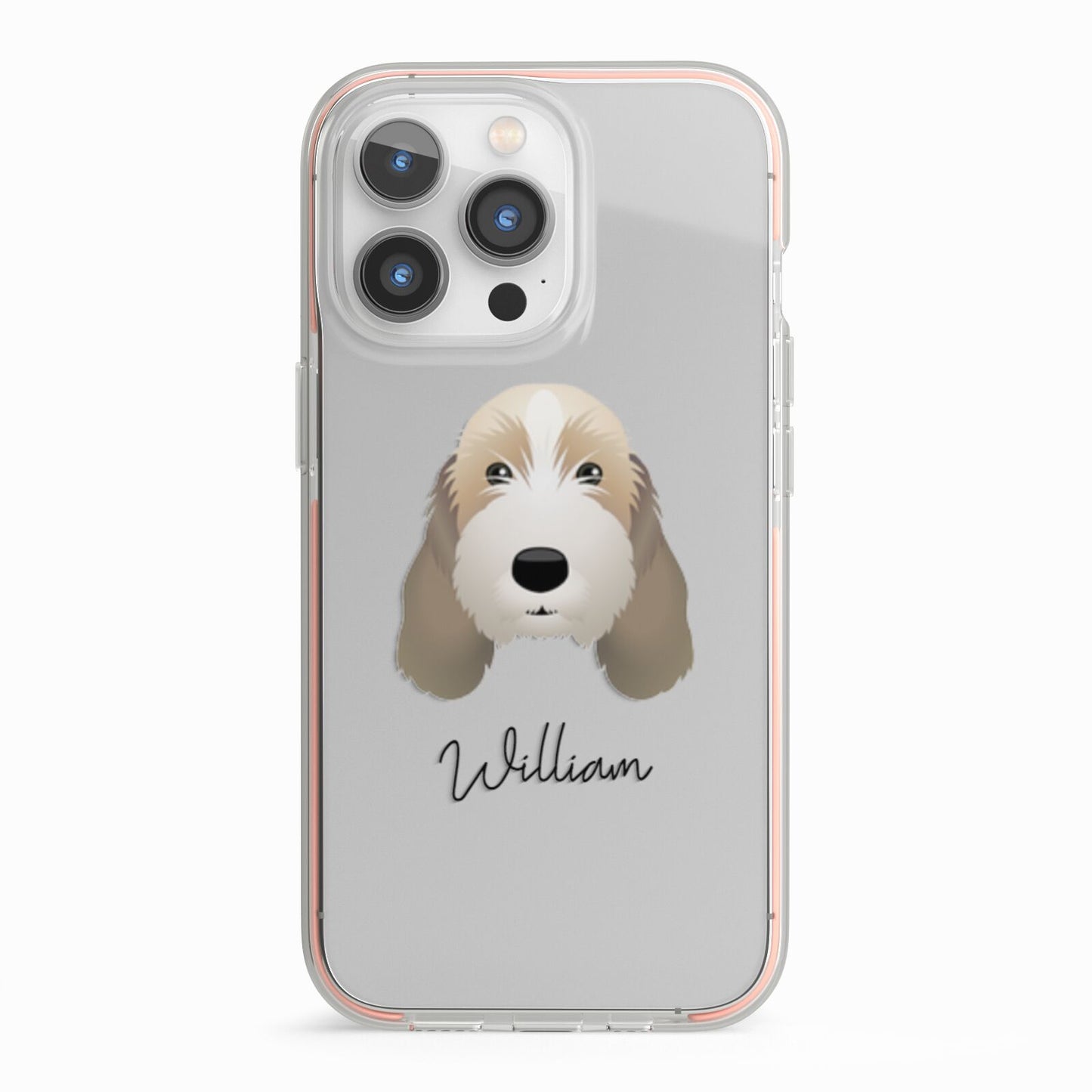 Petit Basset Griffon Vendeen Personalised iPhone 13 Pro TPU Impact Case with Pink Edges