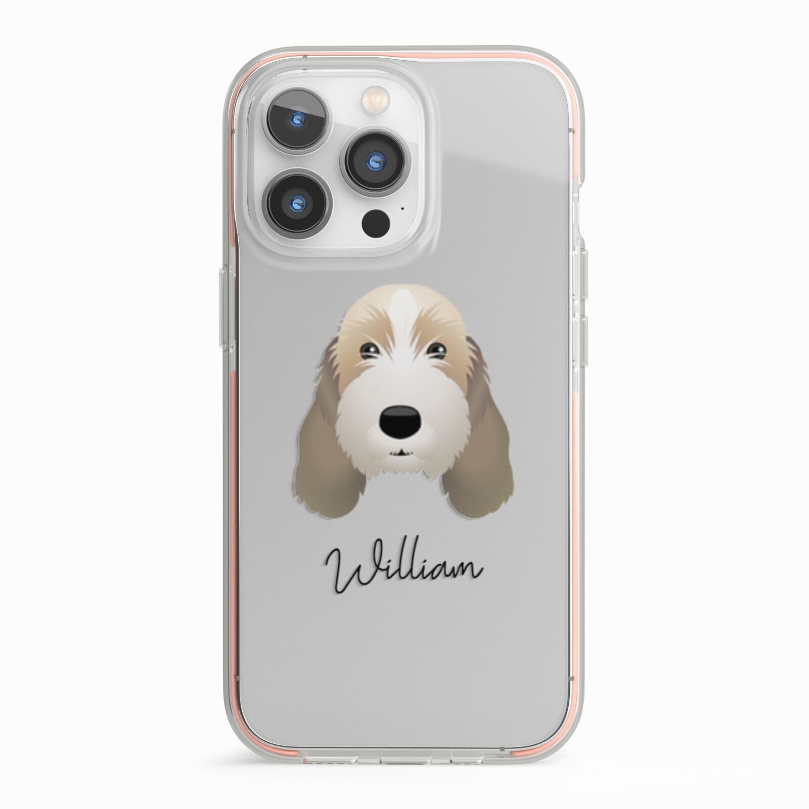 Petit Basset Griffon Vendeen Personalised iPhone 13 Pro TPU Impact Case with Pink Edges