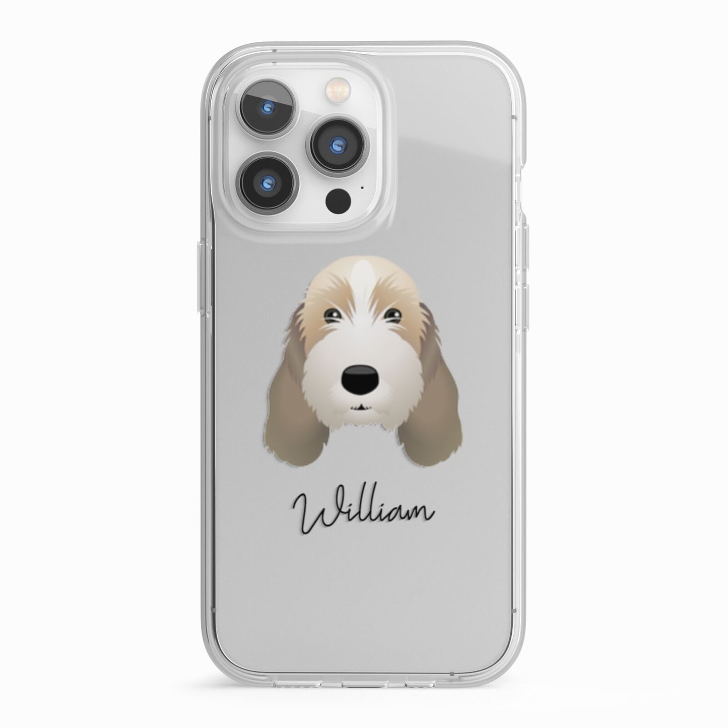 Petit Basset Griffon Vendeen Personalised iPhone 13 Pro TPU Impact Case with White Edges