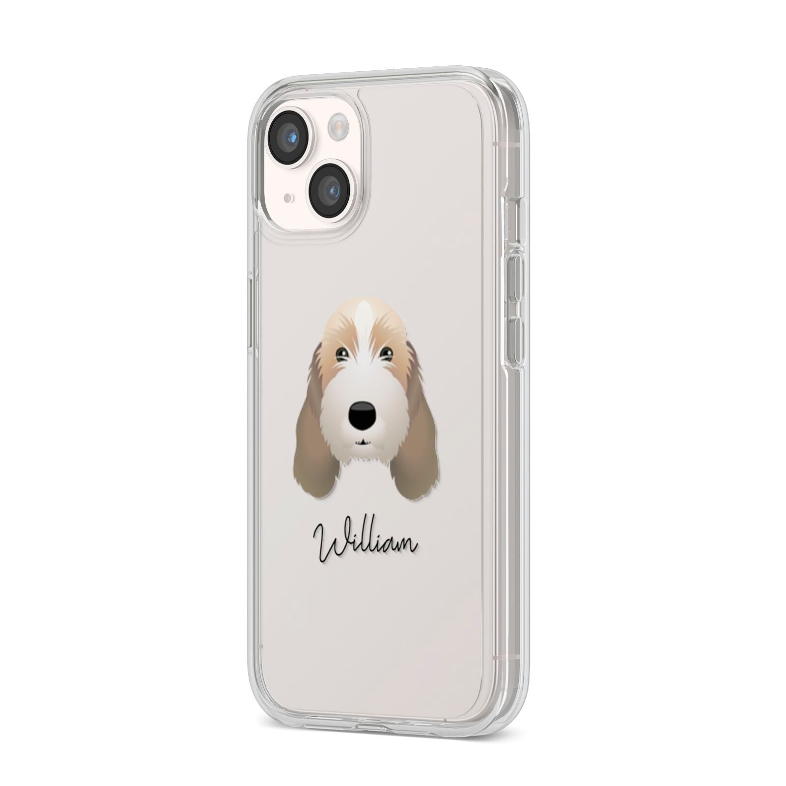Petit Basset Griffon Vendeen Personalised iPhone 14 Clear Tough Case Starlight Angled Image
