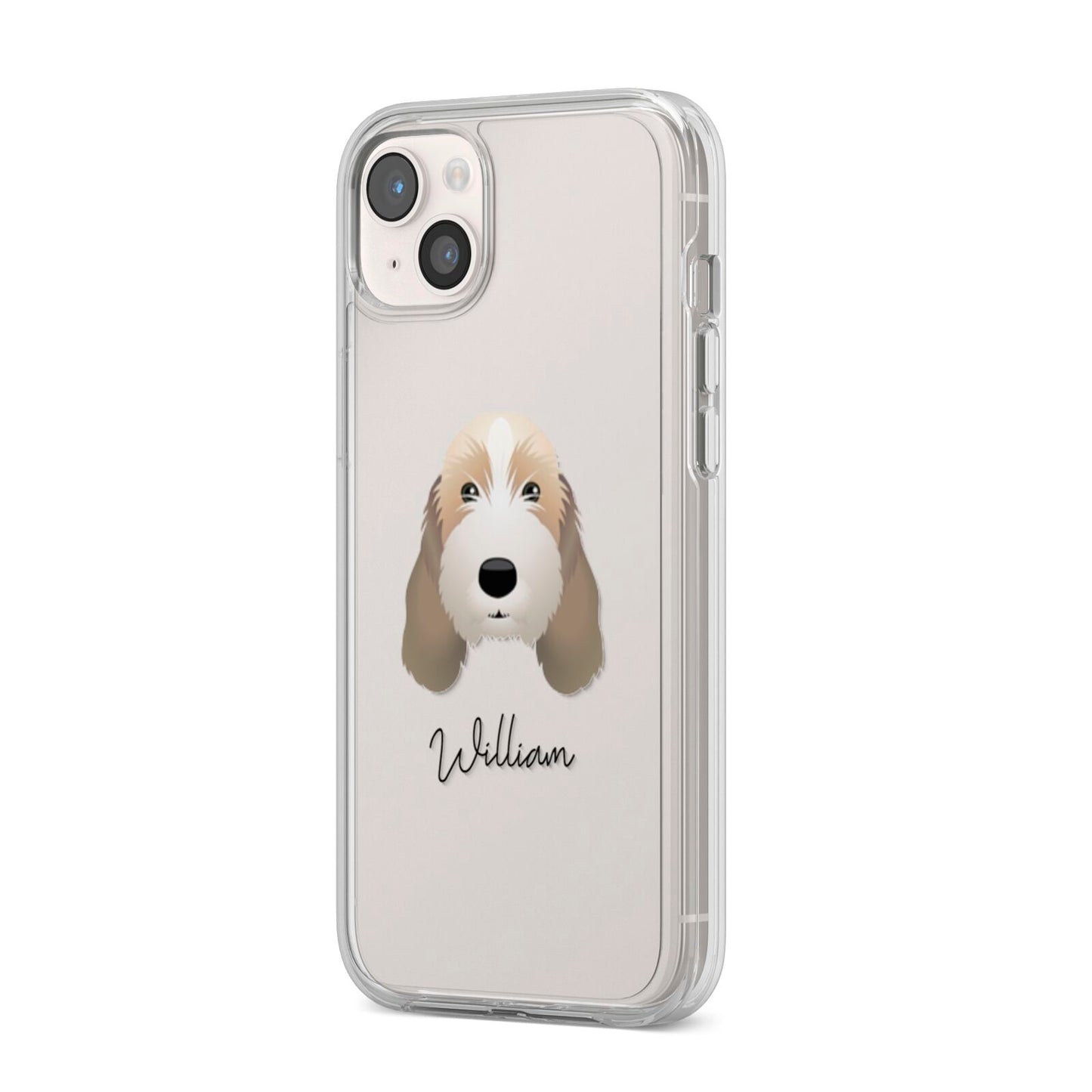 Petit Basset Griffon Vendeen Personalised iPhone 14 Plus Clear Tough Case Starlight Angled Image