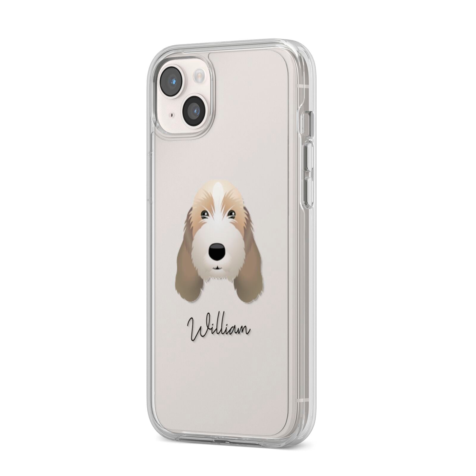 Petit Basset Griffon Vendeen Personalised iPhone 14 Plus Clear Tough Case Starlight Angled Image