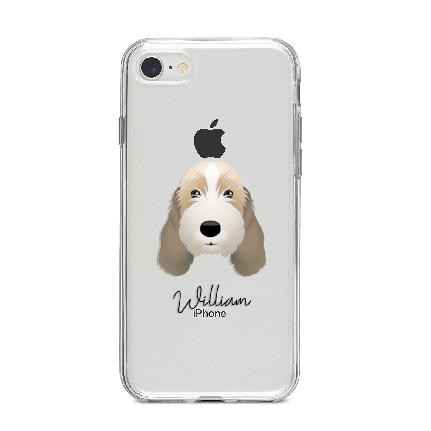 Petit Basset Griffon Vendeen Personalised iPhone 8 Bumper Case on Silver iPhone