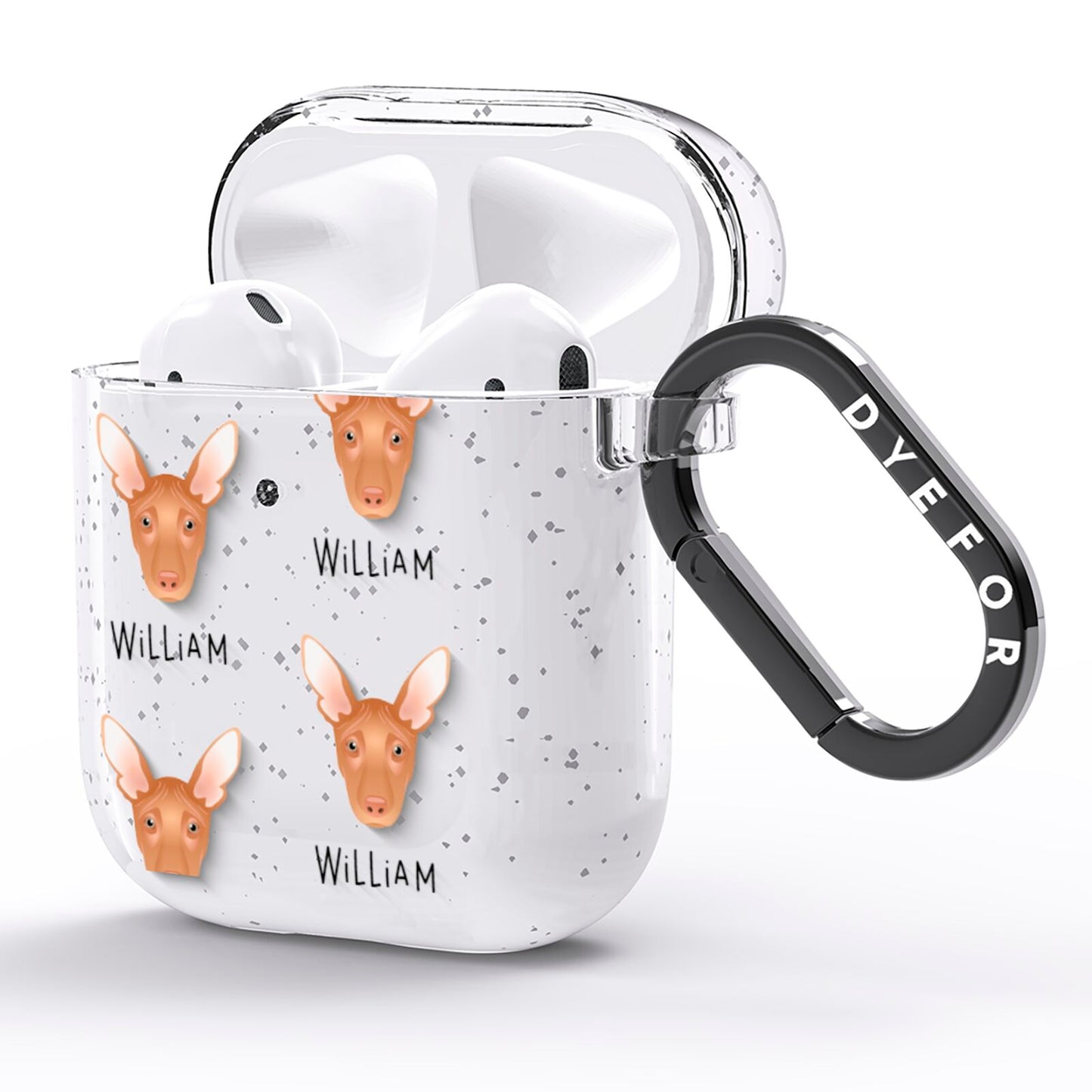 Pharaoh Hound Icon with Name AirPods Glitter Case Side Image
