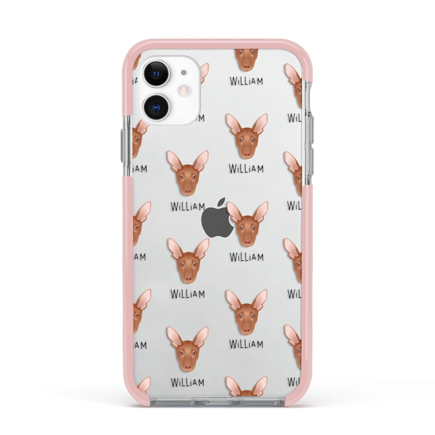 Pharaoh Hound Icon with Name Apple iPhone 11 in White with Pink Impact Case