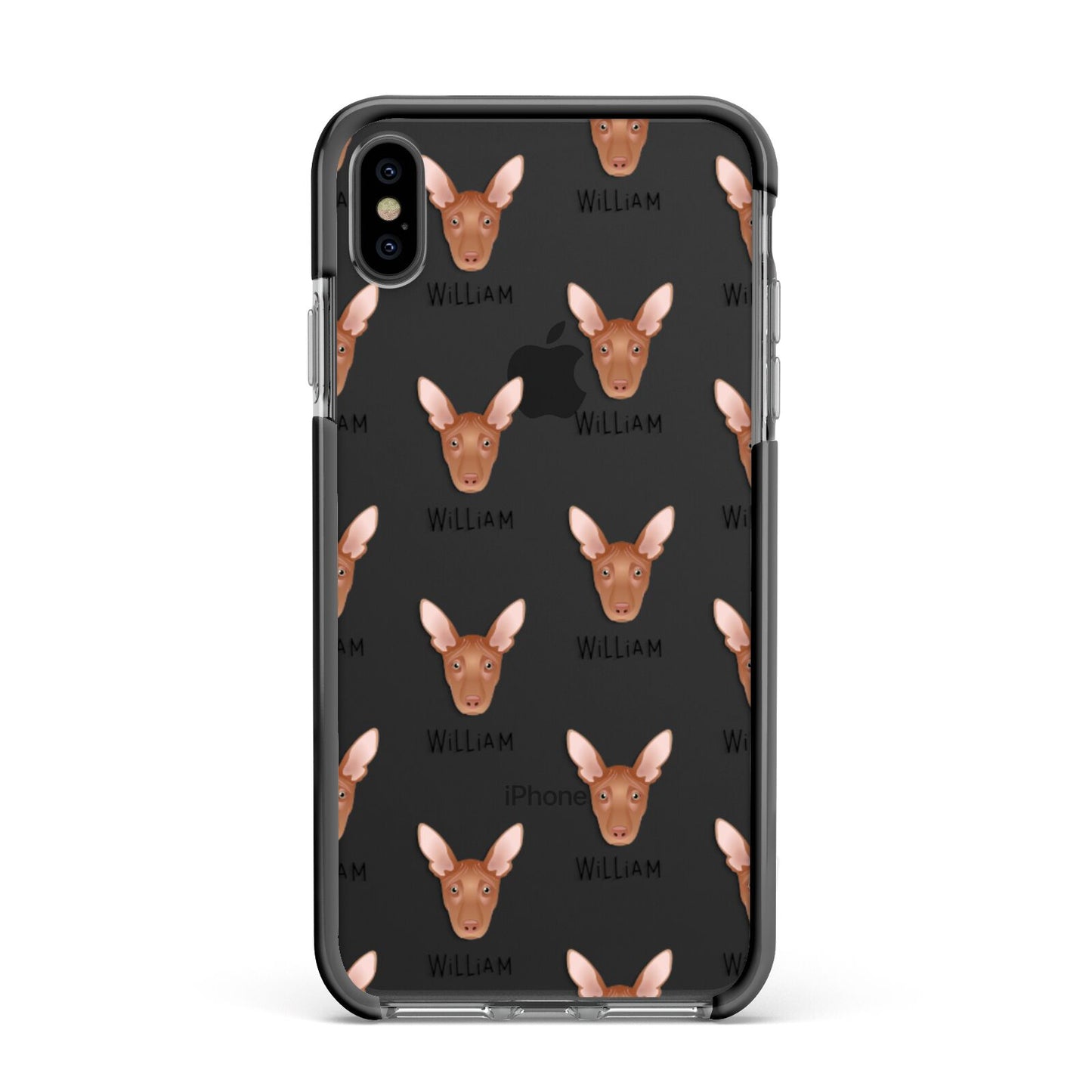 Pharaoh Hound Icon with Name Apple iPhone Xs Max Impact Case Black Edge on Black Phone