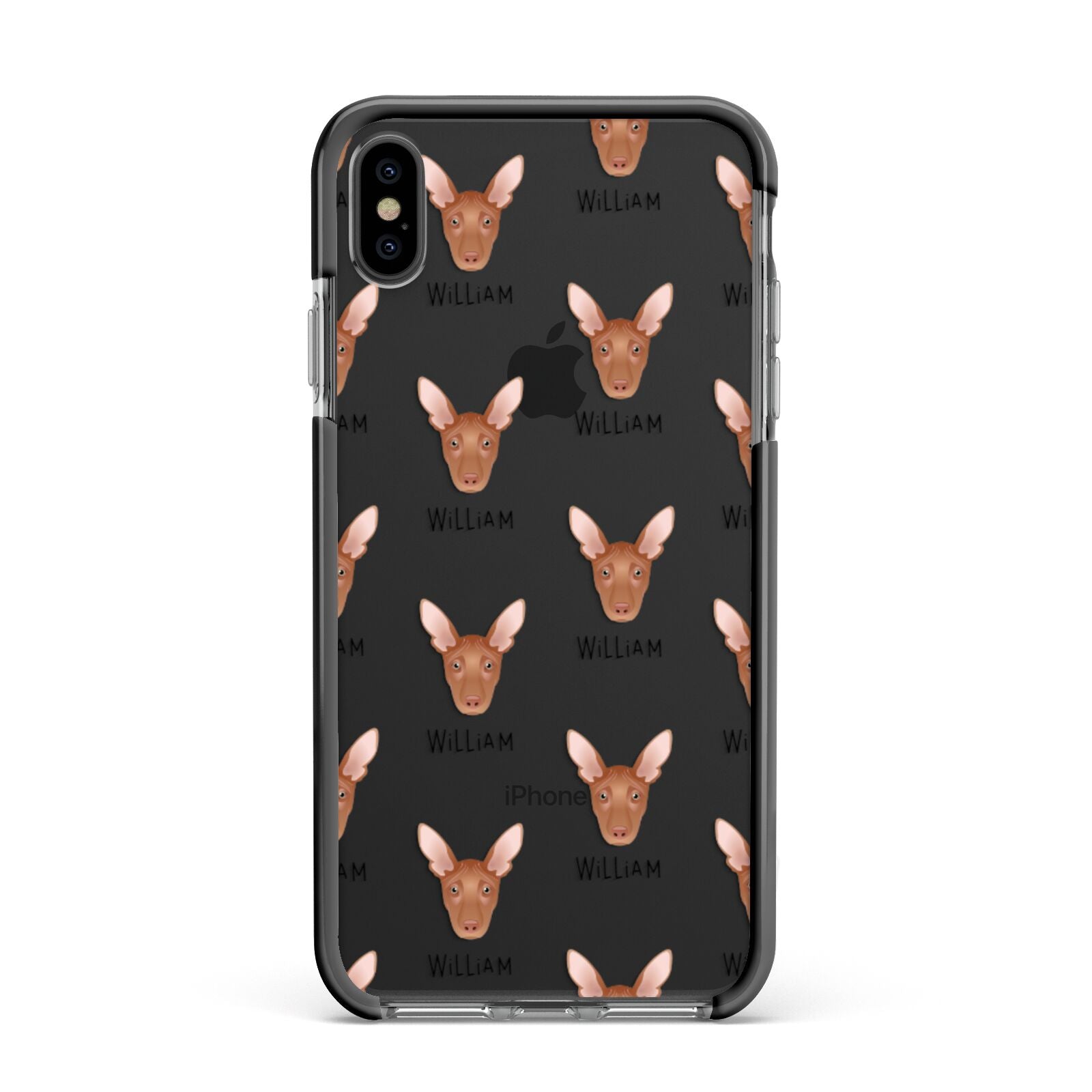 Pharaoh Hound Icon with Name Apple iPhone Xs Max Impact Case Black Edge on Black Phone