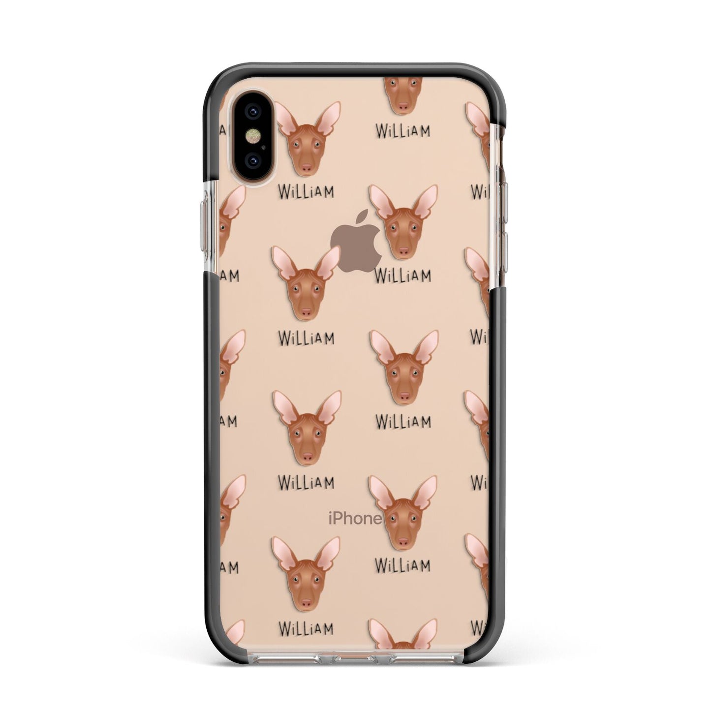 Pharaoh Hound Icon with Name Apple iPhone Xs Max Impact Case Black Edge on Gold Phone