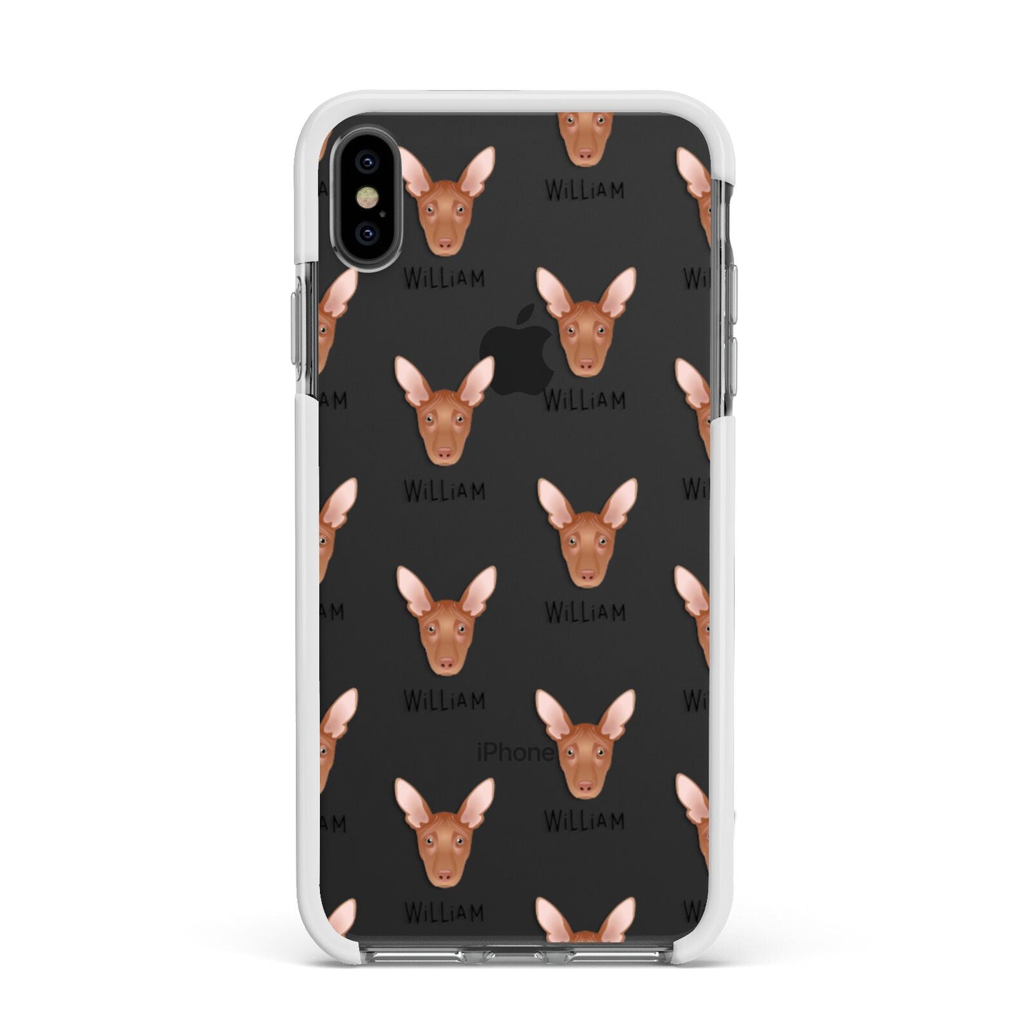 Pharaoh Hound Icon with Name Apple iPhone Xs Max Impact Case White Edge on Black Phone