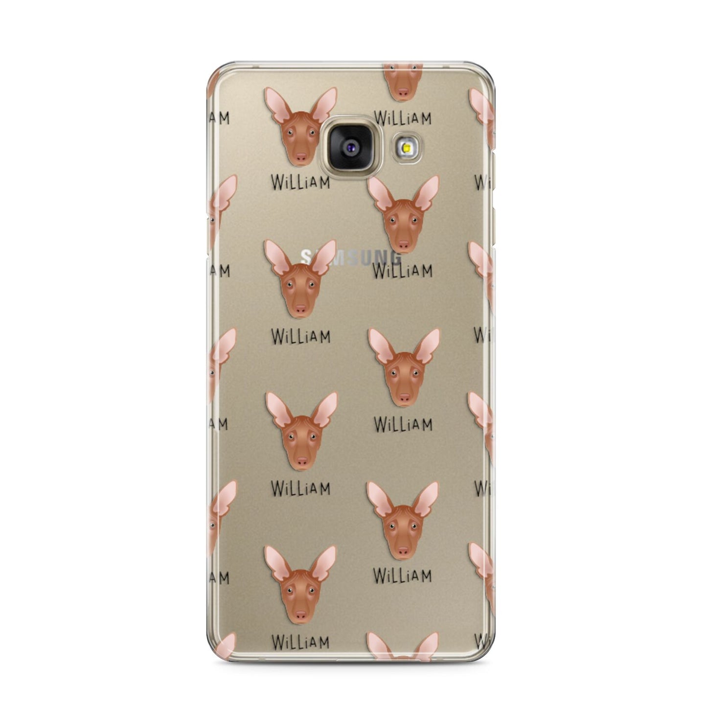 Pharaoh Hound Icon with Name Samsung Galaxy A3 2016 Case on gold phone