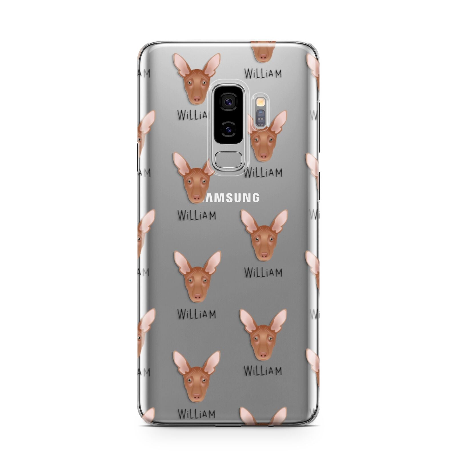Pharaoh Hound Icon with Name Samsung Galaxy S9 Plus Case on Silver phone
