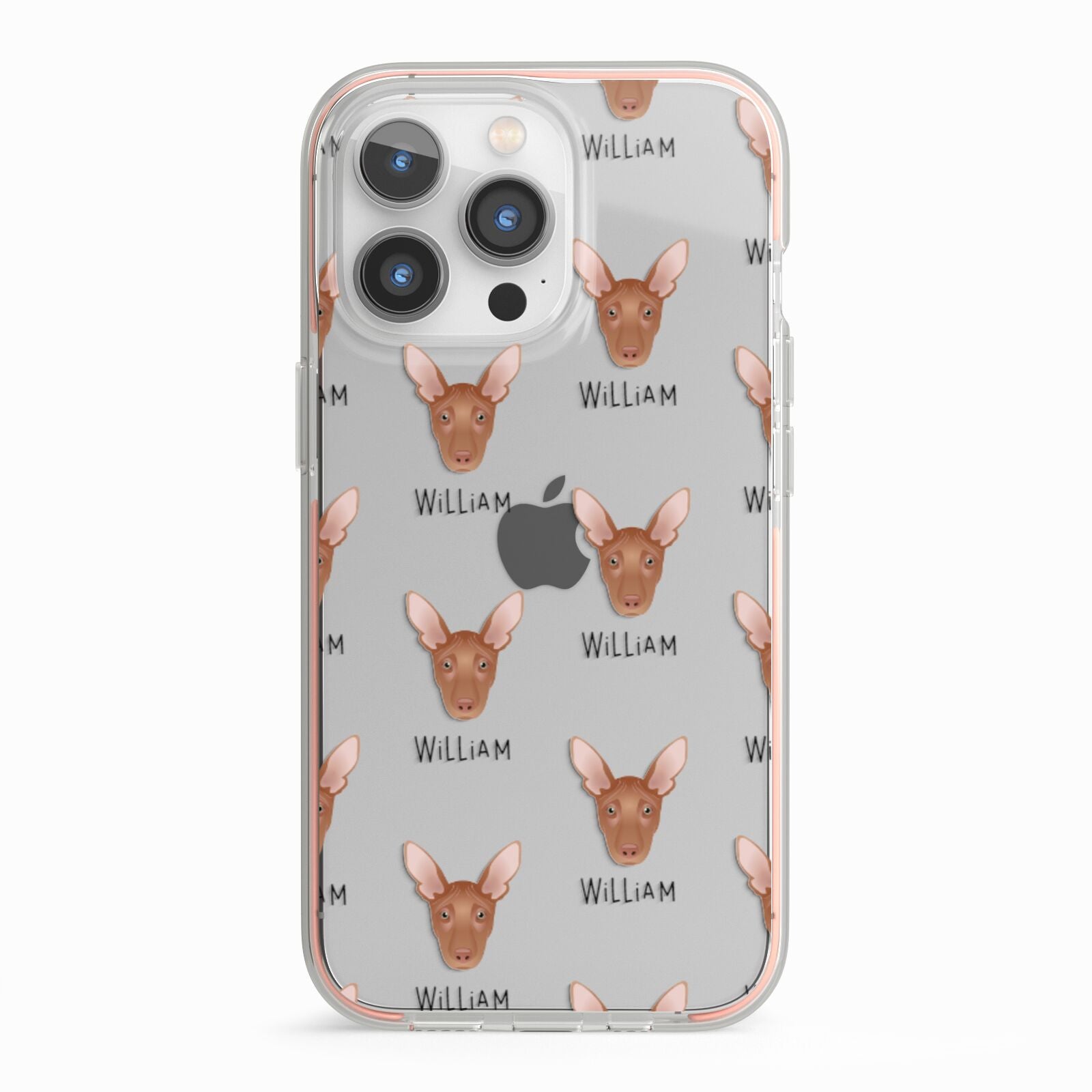 Pharaoh Hound Icon with Name iPhone 13 Pro TPU Impact Case with Pink Edges