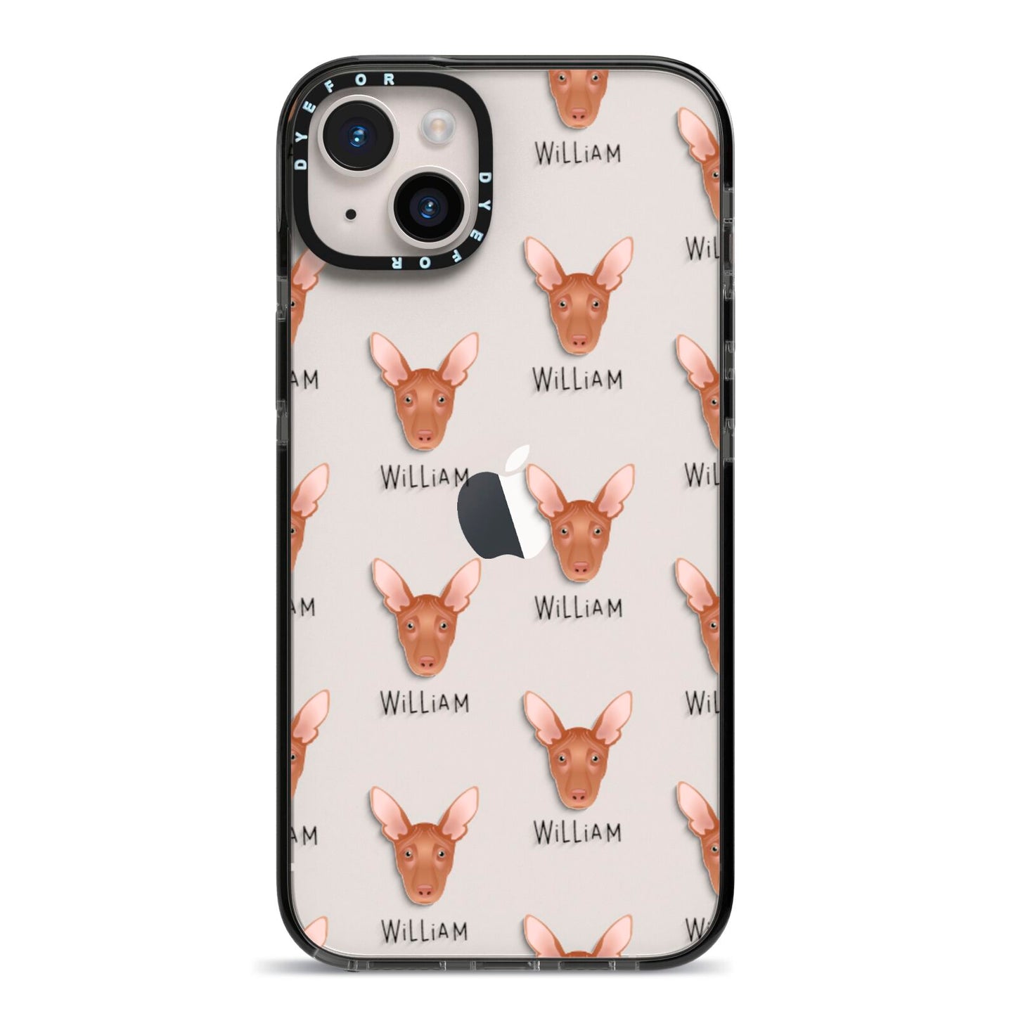 Pharaoh Hound Icon with Name iPhone 14 Plus Black Impact Case on Silver phone
