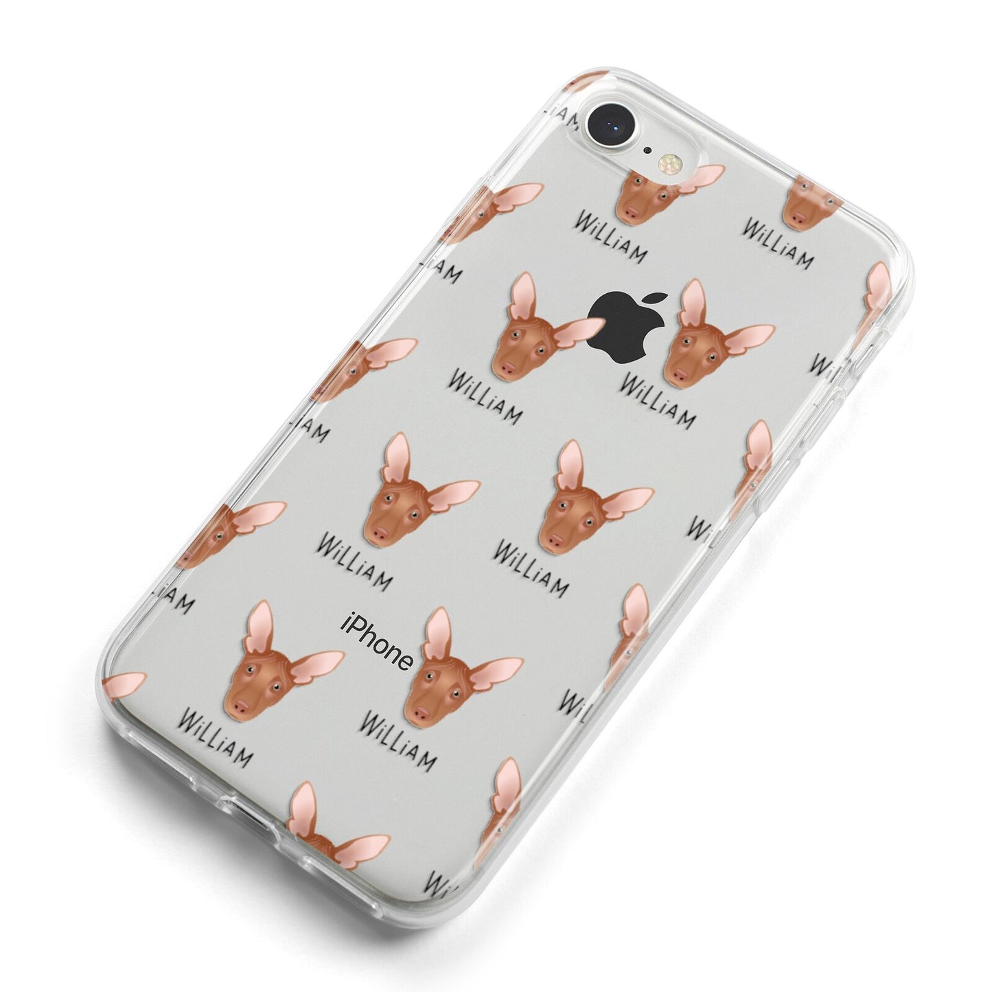 Pharaoh Hound Icon with Name iPhone 8 Bumper Case on Silver iPhone Alternative Image