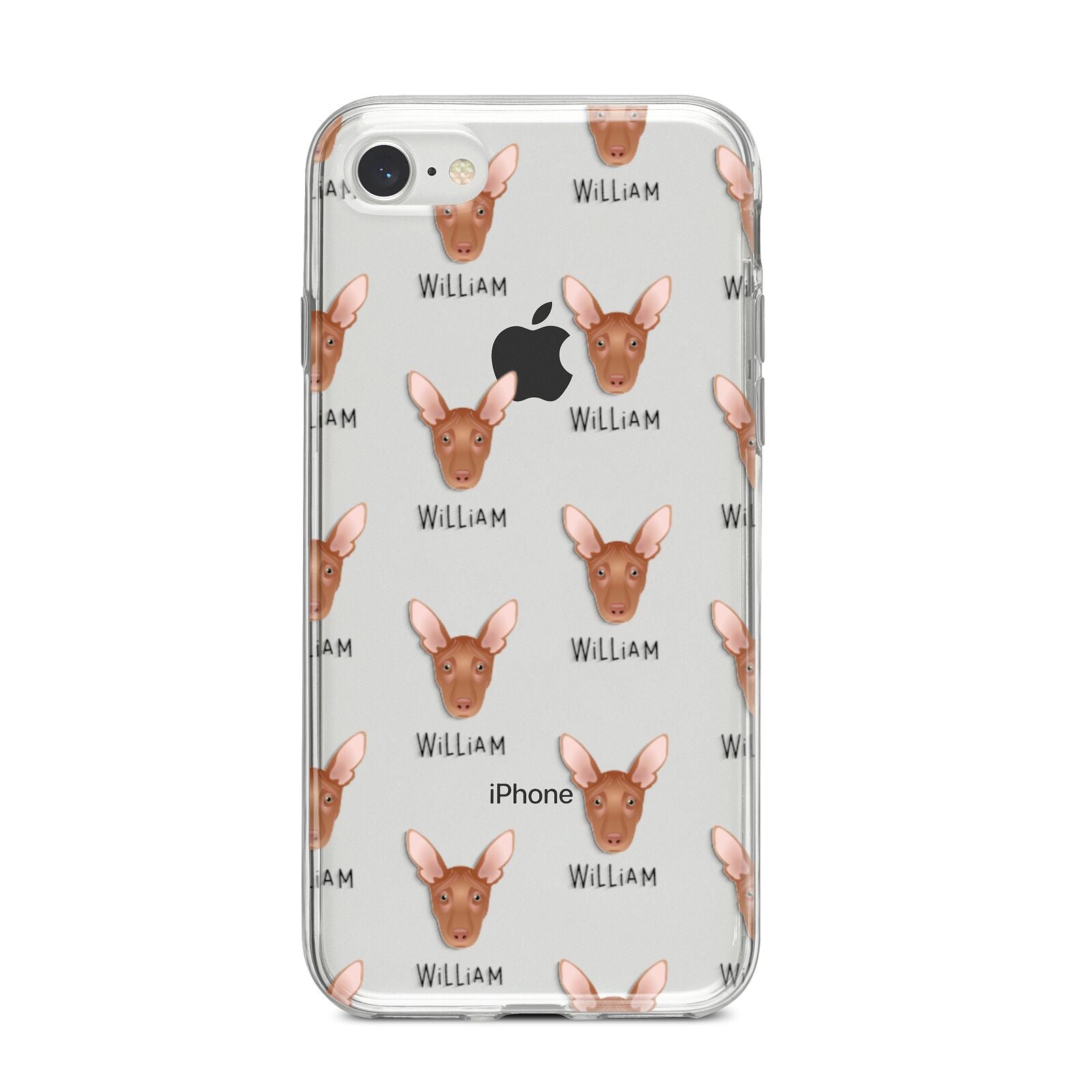 Pharaoh Hound Icon with Name iPhone 8 Bumper Case on Silver iPhone