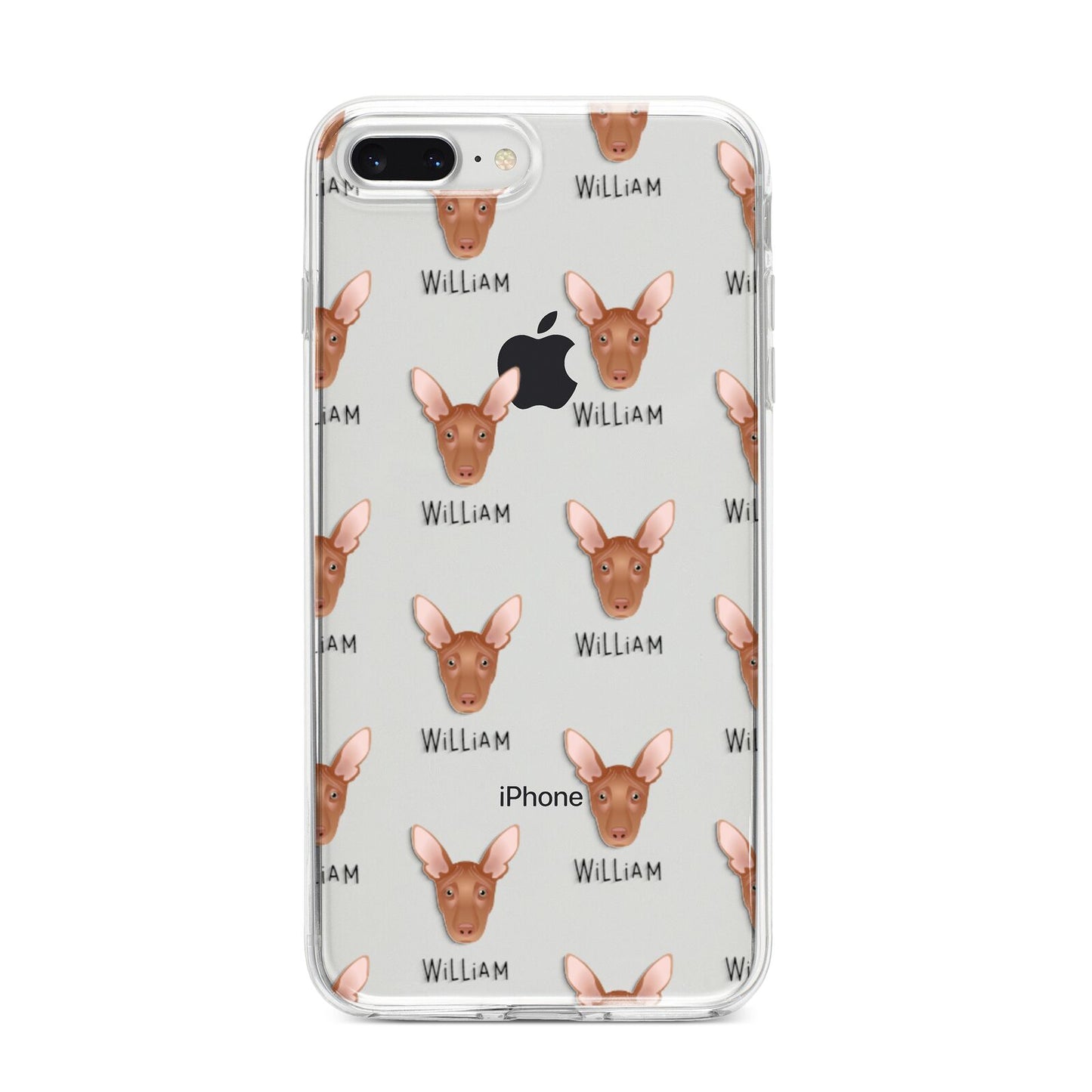 Pharaoh Hound Icon with Name iPhone 8 Plus Bumper Case on Silver iPhone