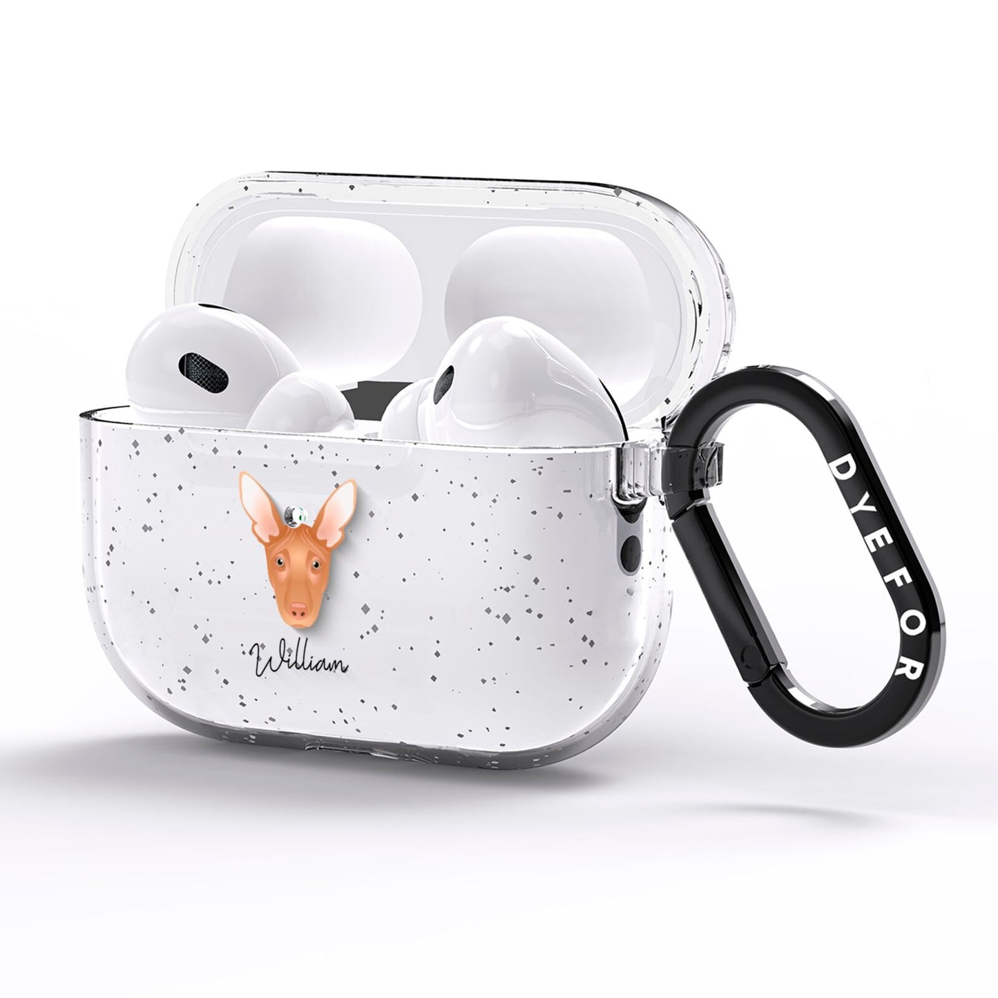 Pharaoh Hound Personalised AirPods Pro Glitter Case Side Image