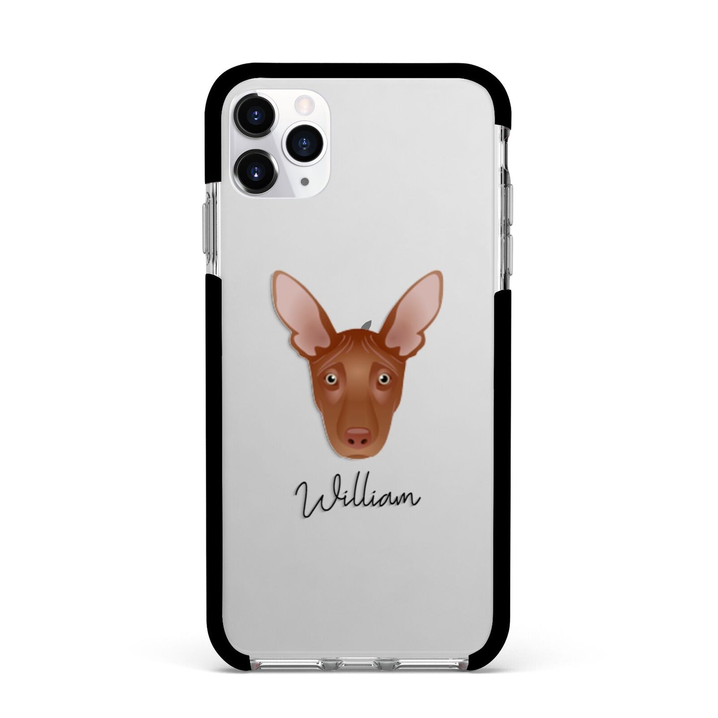 Pharaoh Hound Personalised Apple iPhone 11 Pro Max in Silver with Black Impact Case