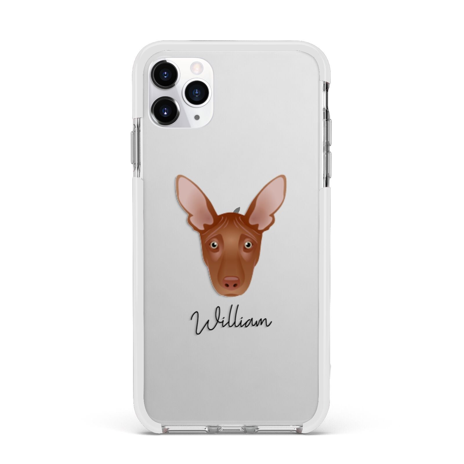 Pharaoh Hound Personalised Apple iPhone 11 Pro Max in Silver with White Impact Case