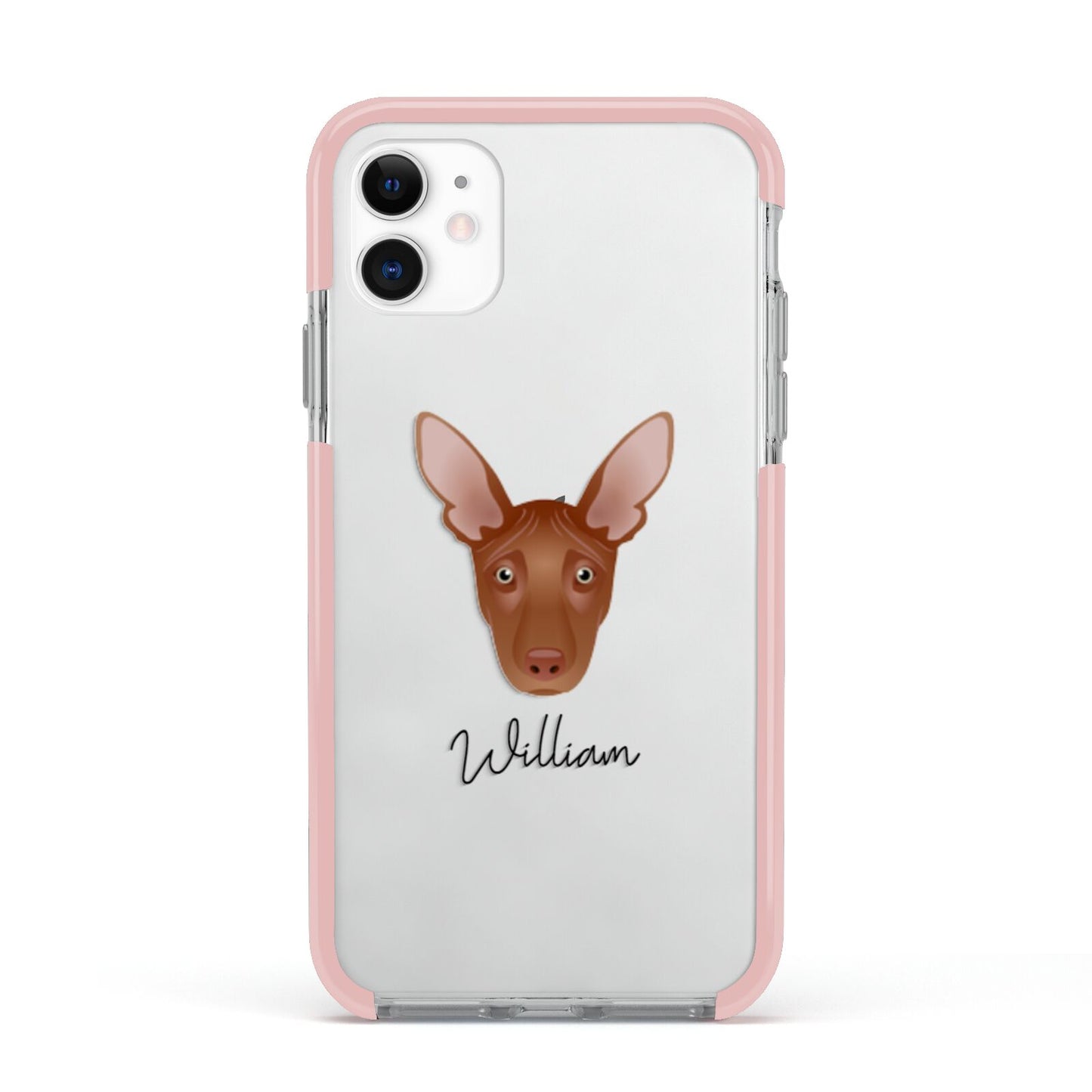 Pharaoh Hound Personalised Apple iPhone 11 in White with Pink Impact Case