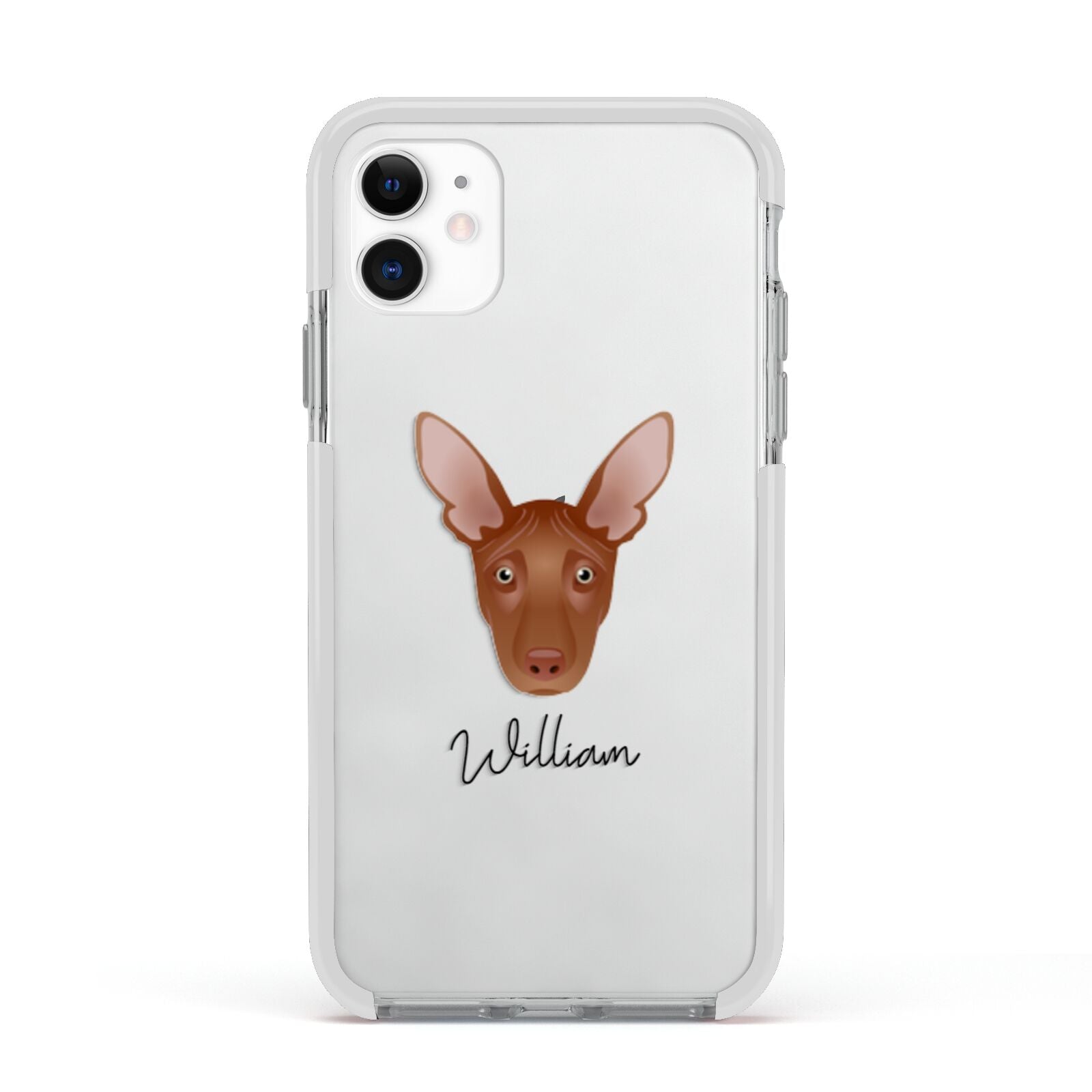 Pharaoh Hound Personalised Apple iPhone 11 in White with White Impact Case