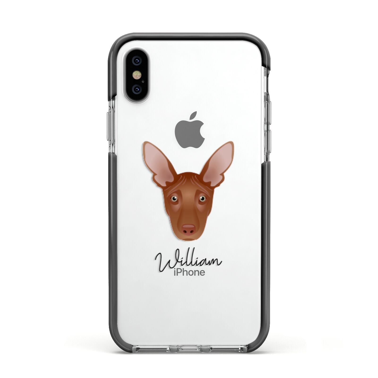 Pharaoh Hound Personalised Apple iPhone Xs Impact Case Black Edge on Silver Phone