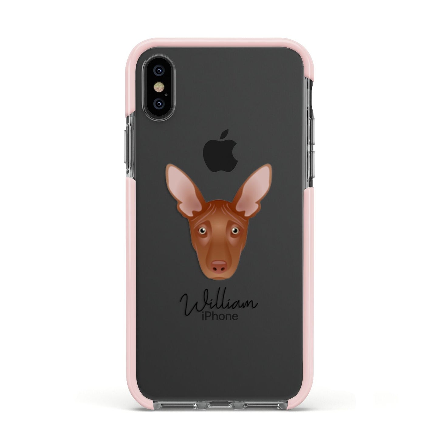 Pharaoh Hound Personalised Apple iPhone Xs Impact Case Pink Edge on Black Phone