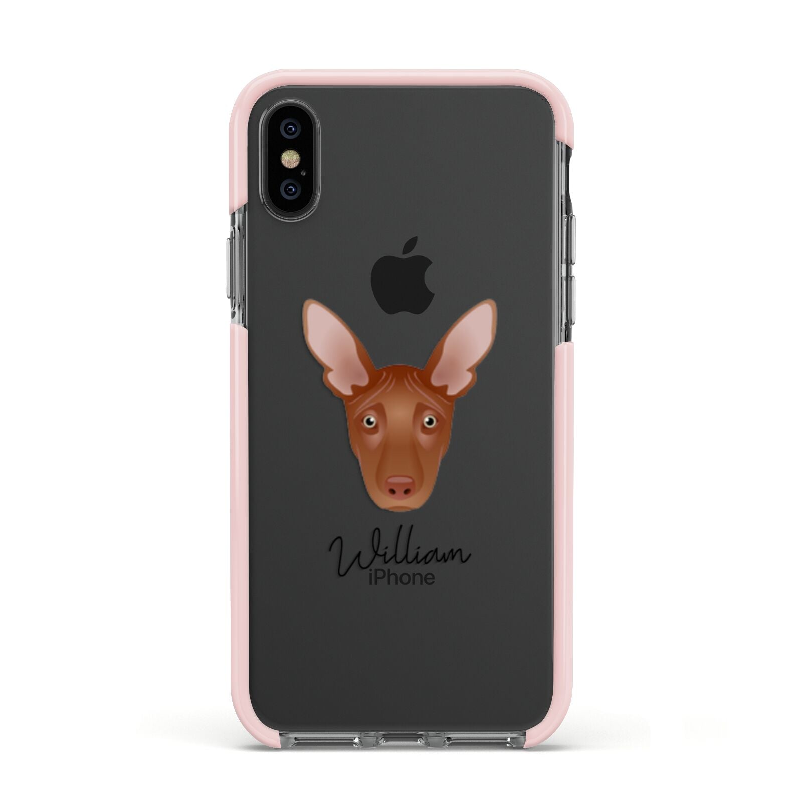 Pharaoh Hound Personalised Apple iPhone Xs Impact Case Pink Edge on Black Phone