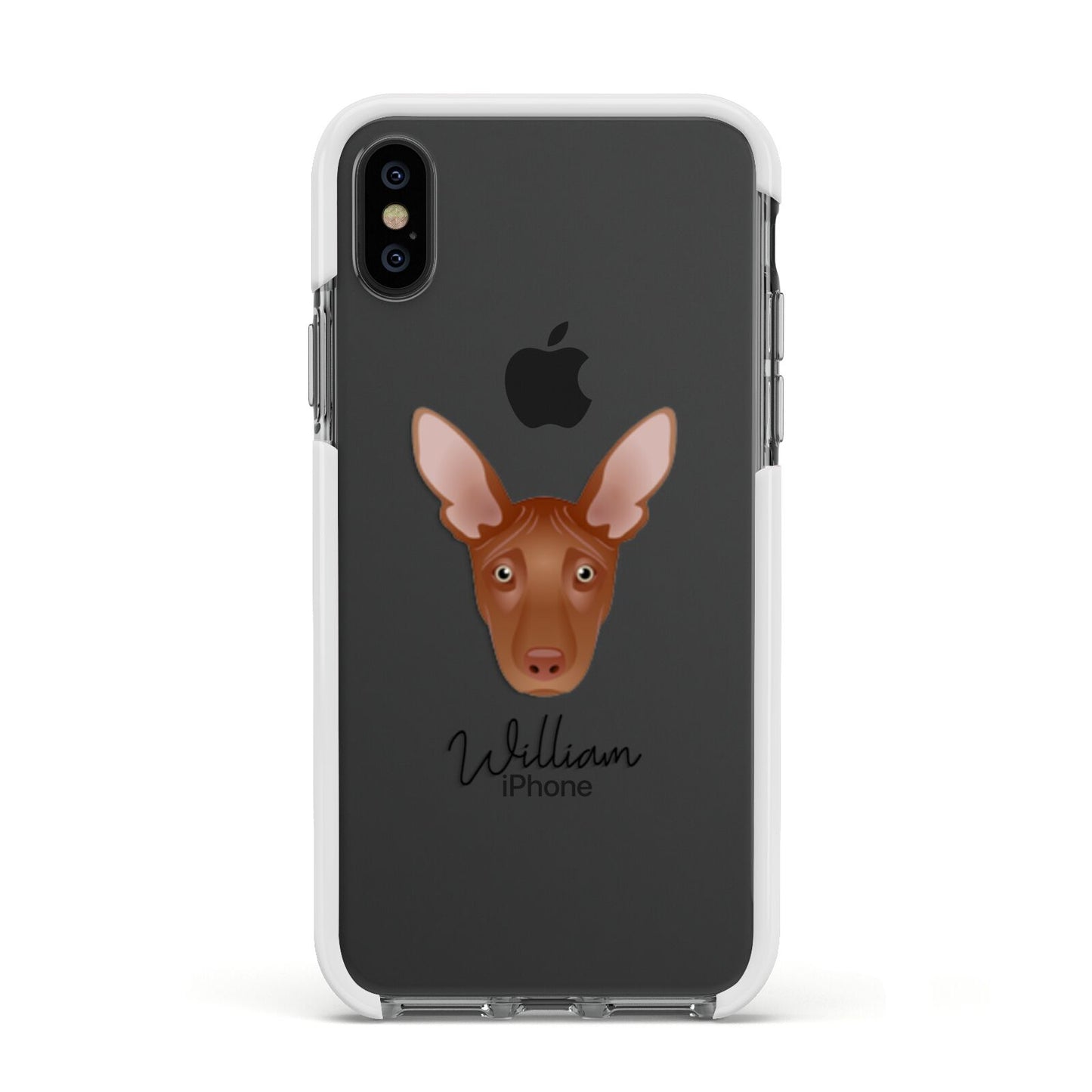 Pharaoh Hound Personalised Apple iPhone Xs Impact Case White Edge on Black Phone