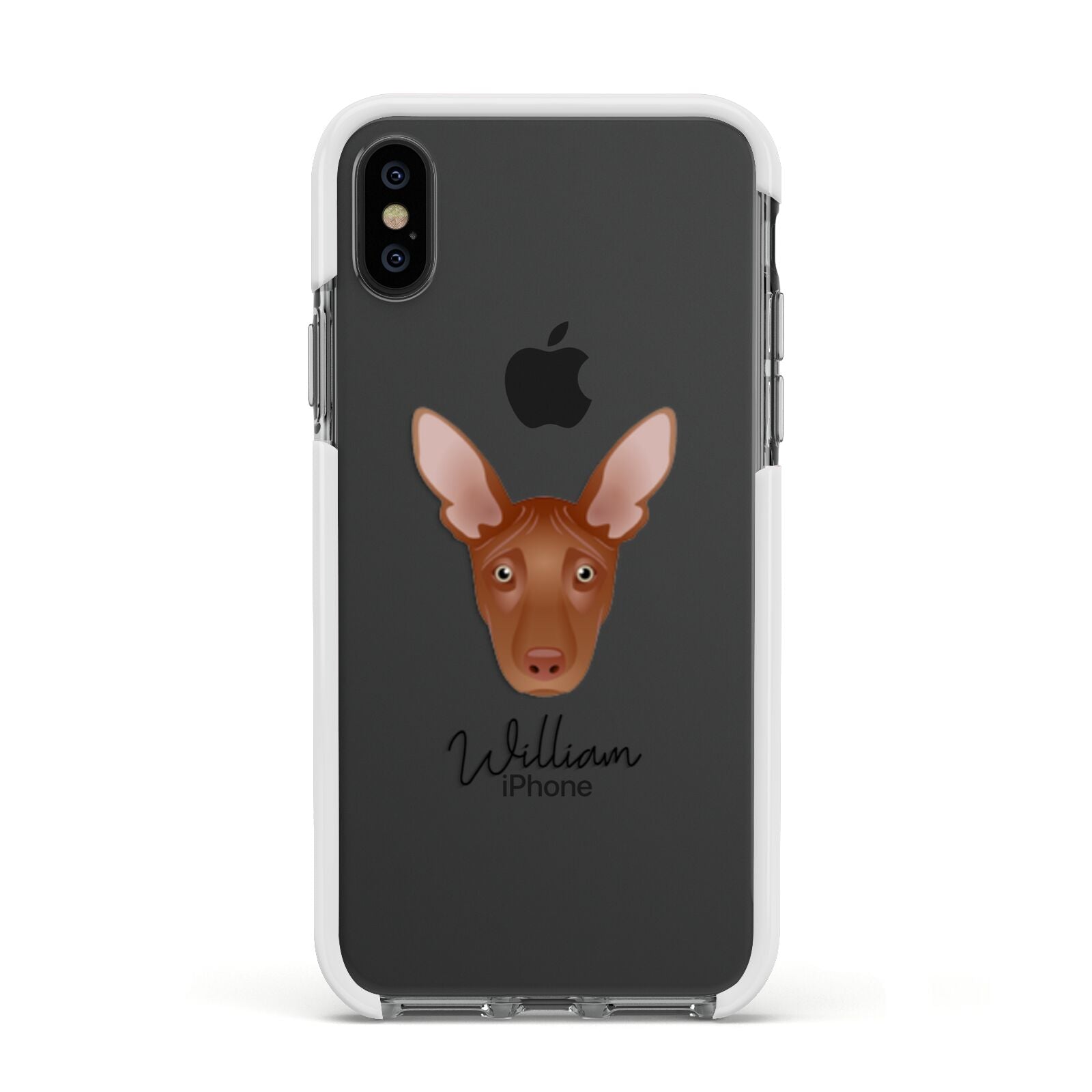 Pharaoh Hound Personalised Apple iPhone Xs Impact Case White Edge on Black Phone