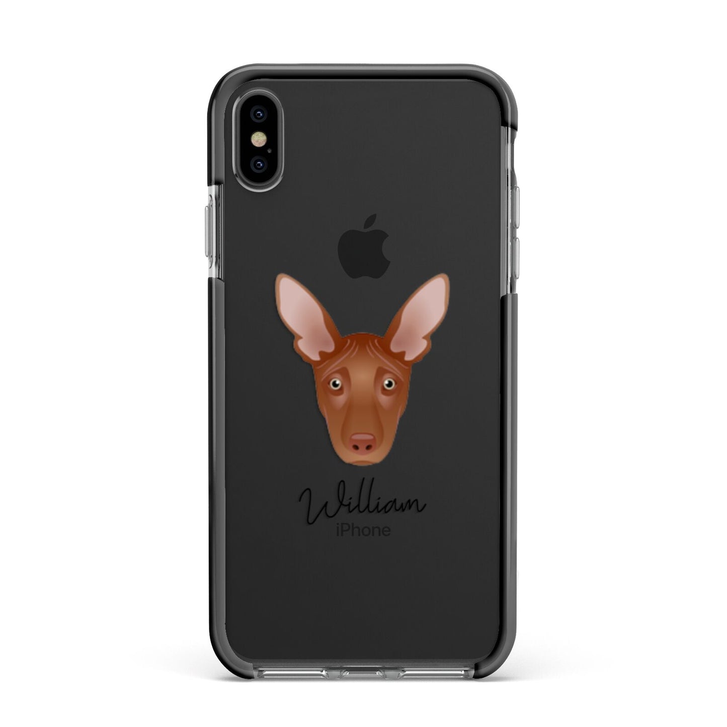 Pharaoh Hound Personalised Apple iPhone Xs Max Impact Case Black Edge on Black Phone