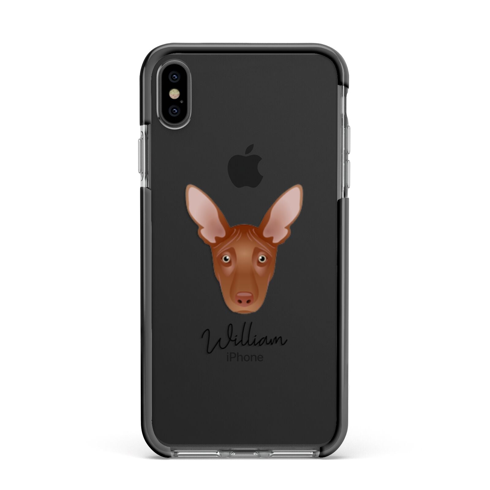 Pharaoh Hound Personalised Apple iPhone Xs Max Impact Case Black Edge on Black Phone
