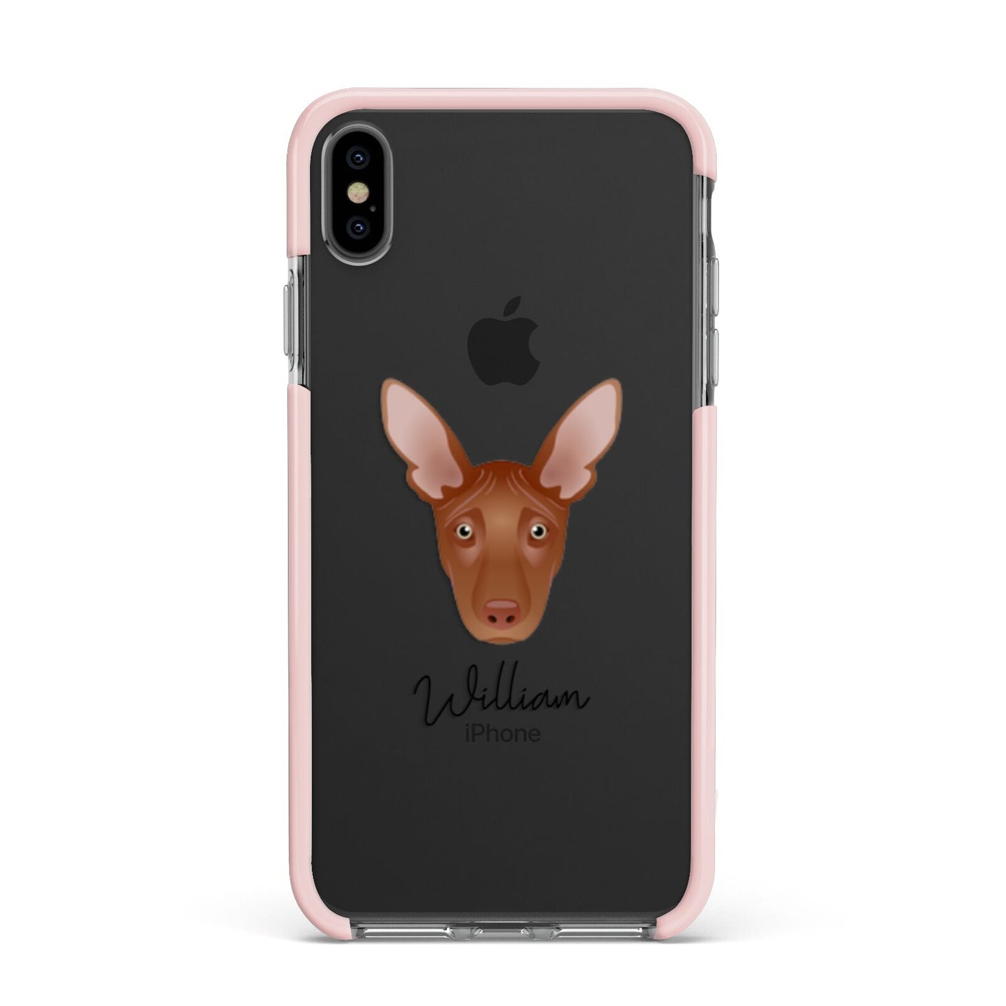 Pharaoh Hound Personalised Apple iPhone Xs Max Impact Case Pink Edge on Black Phone