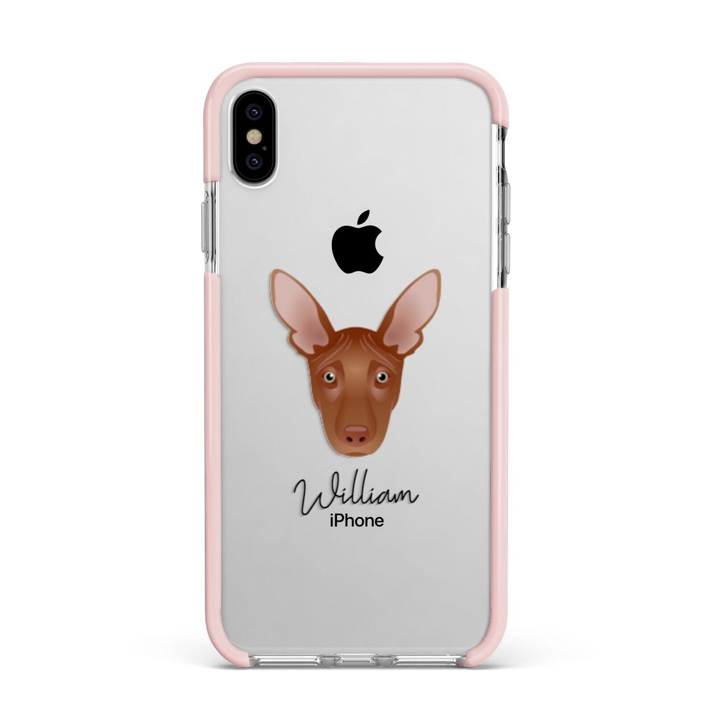 Pharaoh Hound Personalised Apple iPhone Xs Max Impact Case Pink Edge on Silver Phone