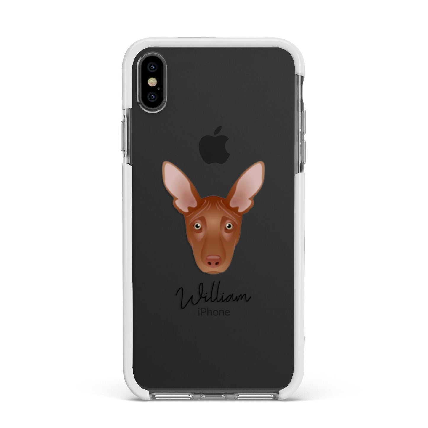 Pharaoh Hound Personalised Apple iPhone Xs Max Impact Case White Edge on Black Phone