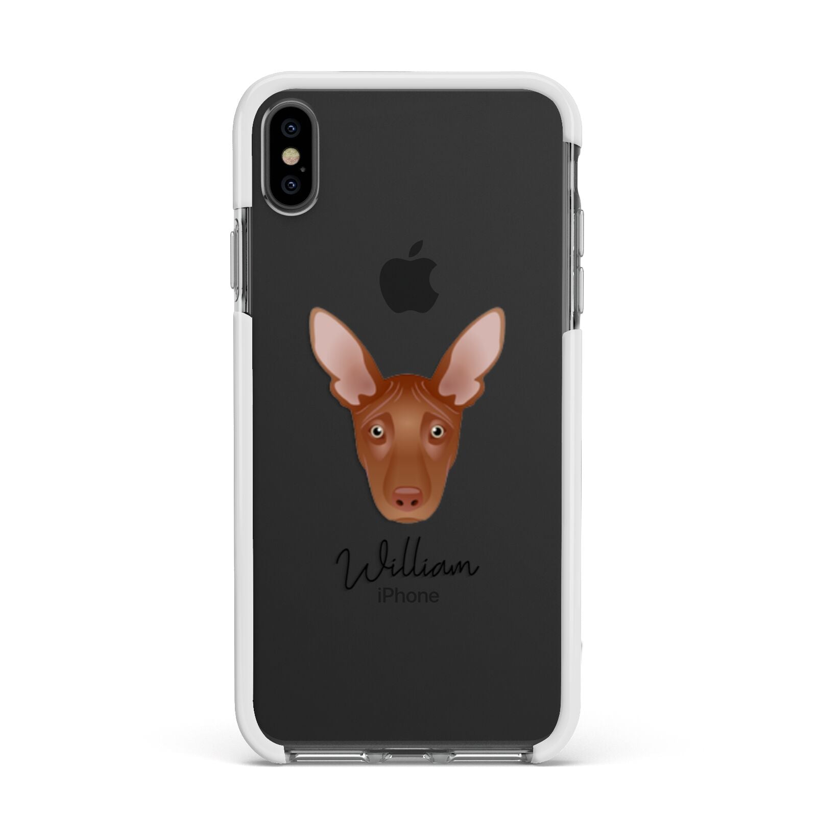 Pharaoh Hound Personalised Apple iPhone Xs Max Impact Case White Edge on Black Phone