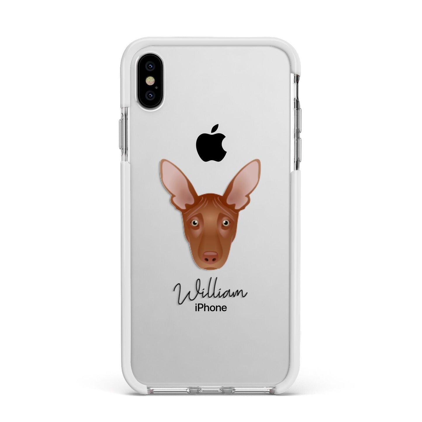 Pharaoh Hound Personalised Apple iPhone Xs Max Impact Case White Edge on Silver Phone