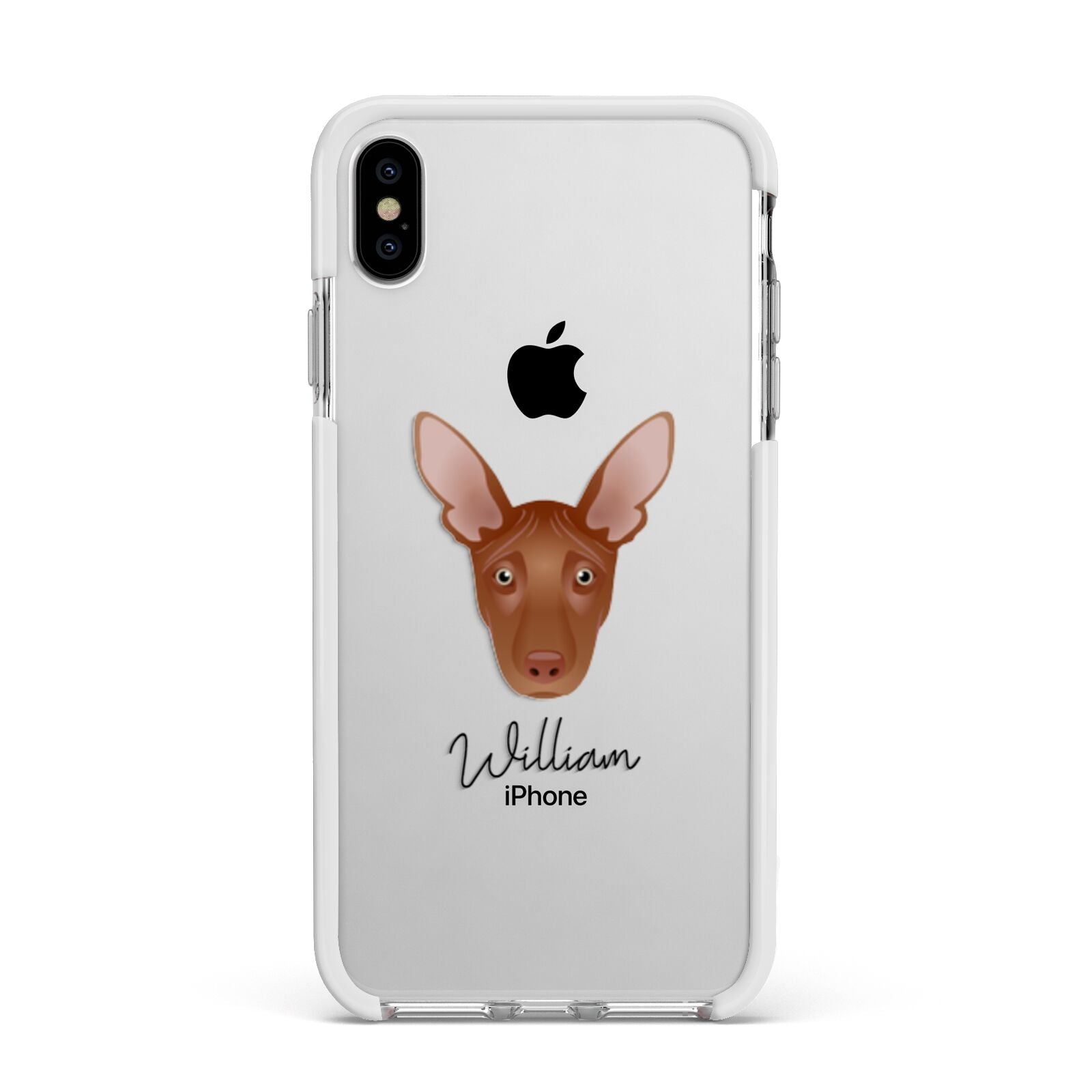 Pharaoh Hound Personalised Apple iPhone Xs Max Impact Case White Edge on Silver Phone