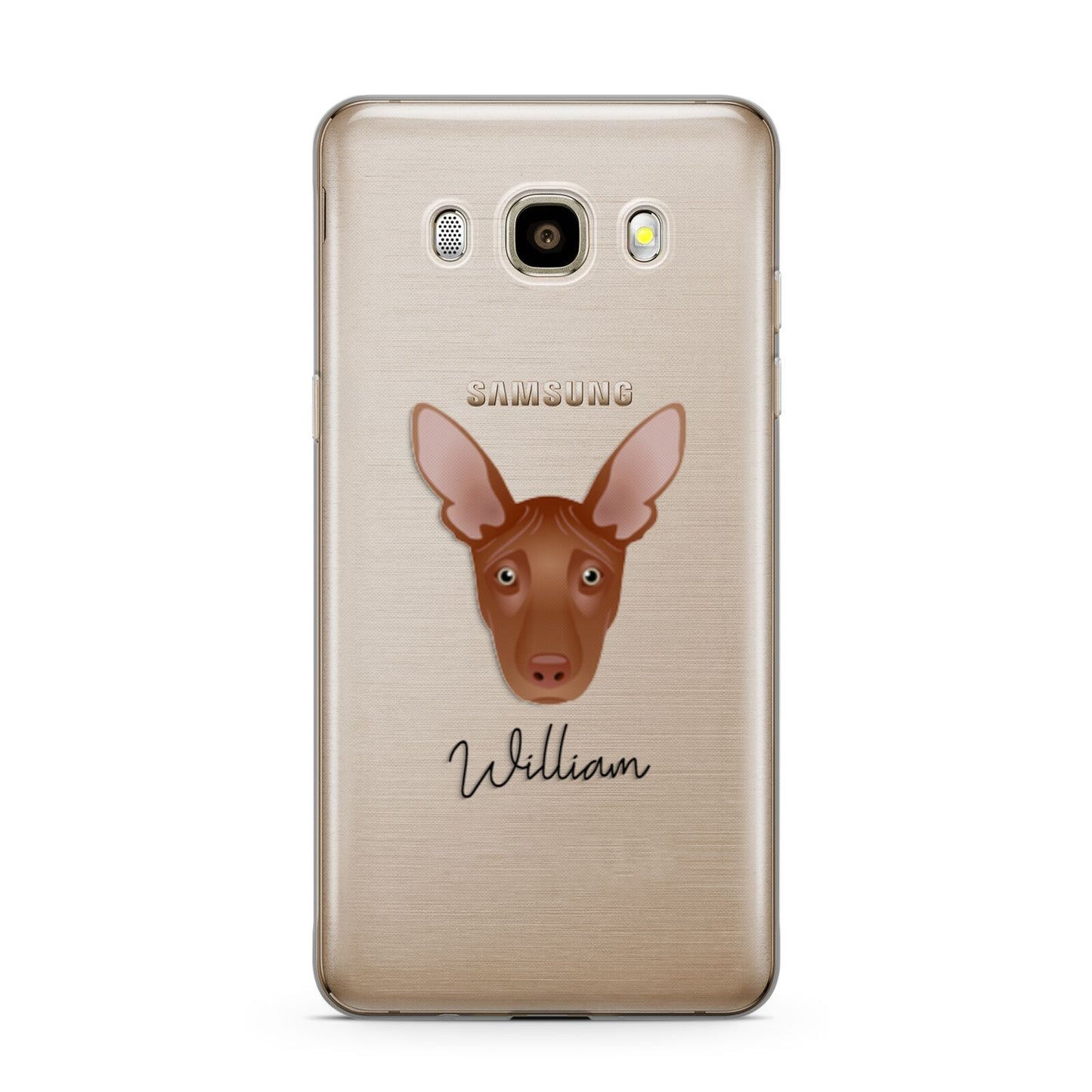 Pharaoh Hound Personalised Samsung Galaxy J7 2016 Case on gold phone