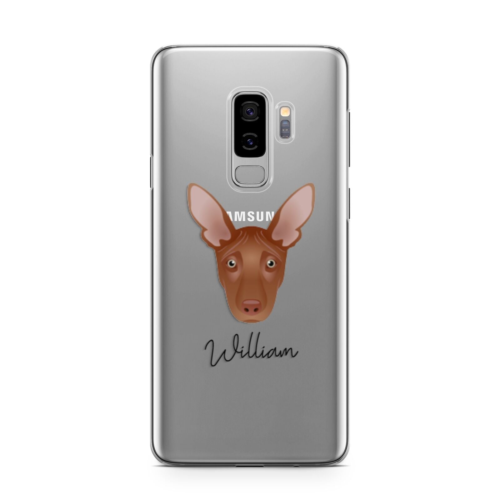 Pharaoh Hound Personalised Samsung Galaxy S9 Plus Case on Silver phone