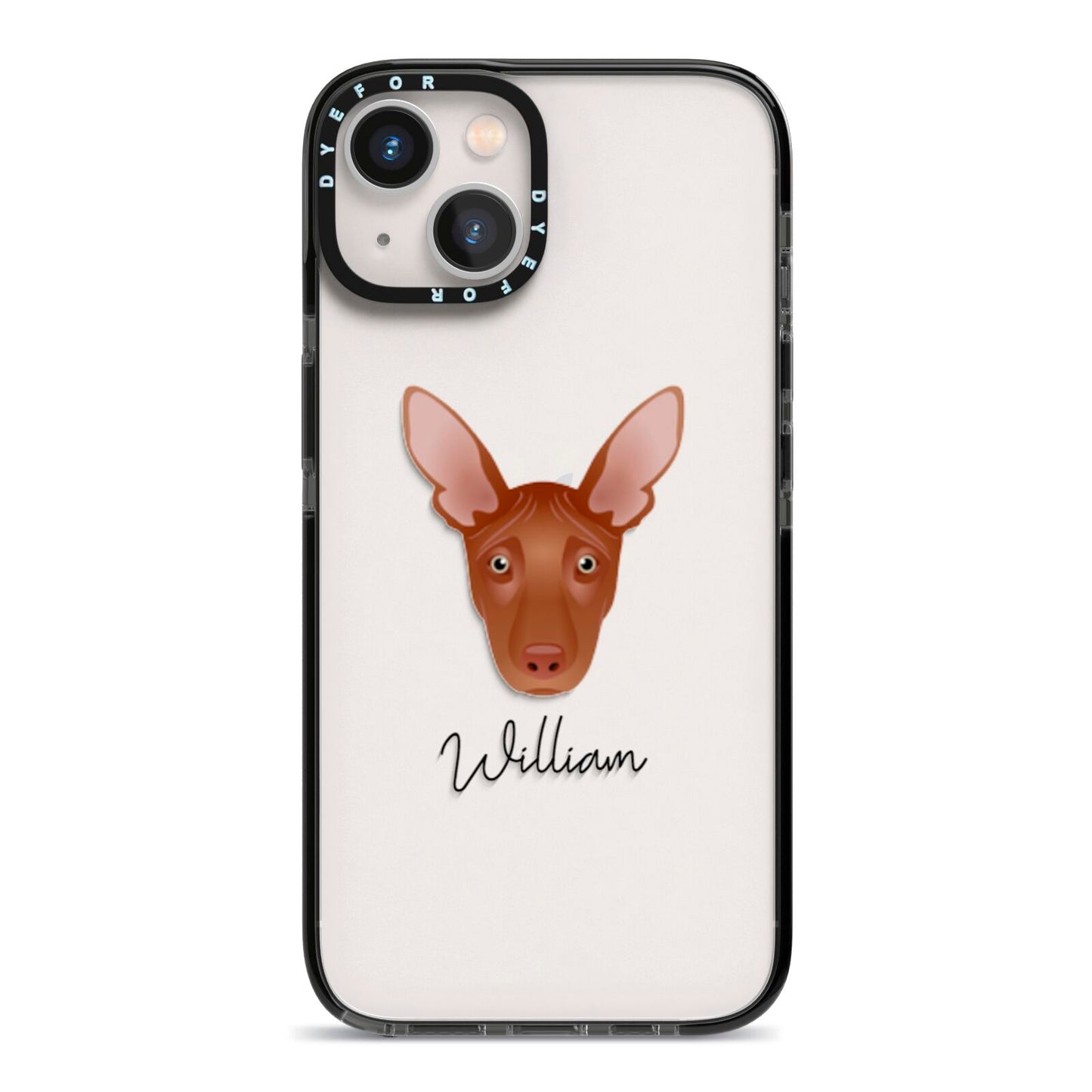 Pharaoh Hound Personalised iPhone 13 Black Impact Case on Silver phone
