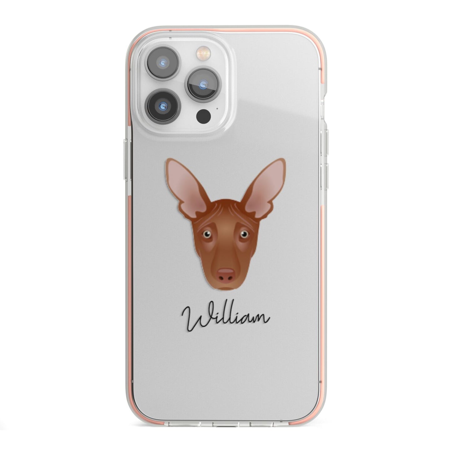 Pharaoh Hound Personalised iPhone 13 Pro Max TPU Impact Case with Pink Edges