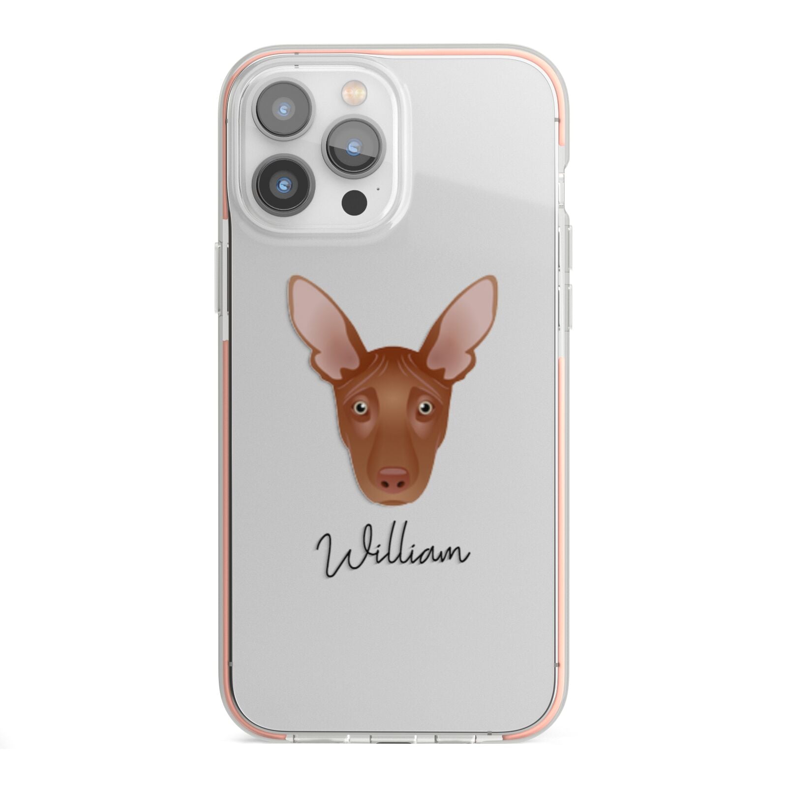 Pharaoh Hound Personalised iPhone 13 Pro Max TPU Impact Case with Pink Edges