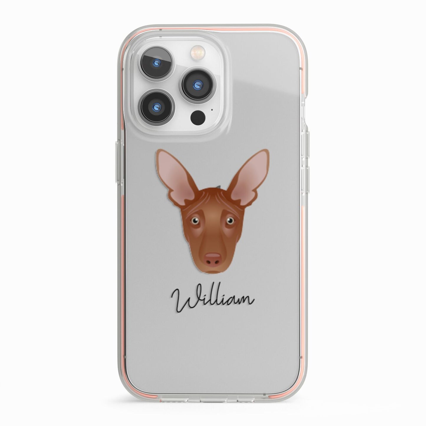Pharaoh Hound Personalised iPhone 13 Pro TPU Impact Case with Pink Edges